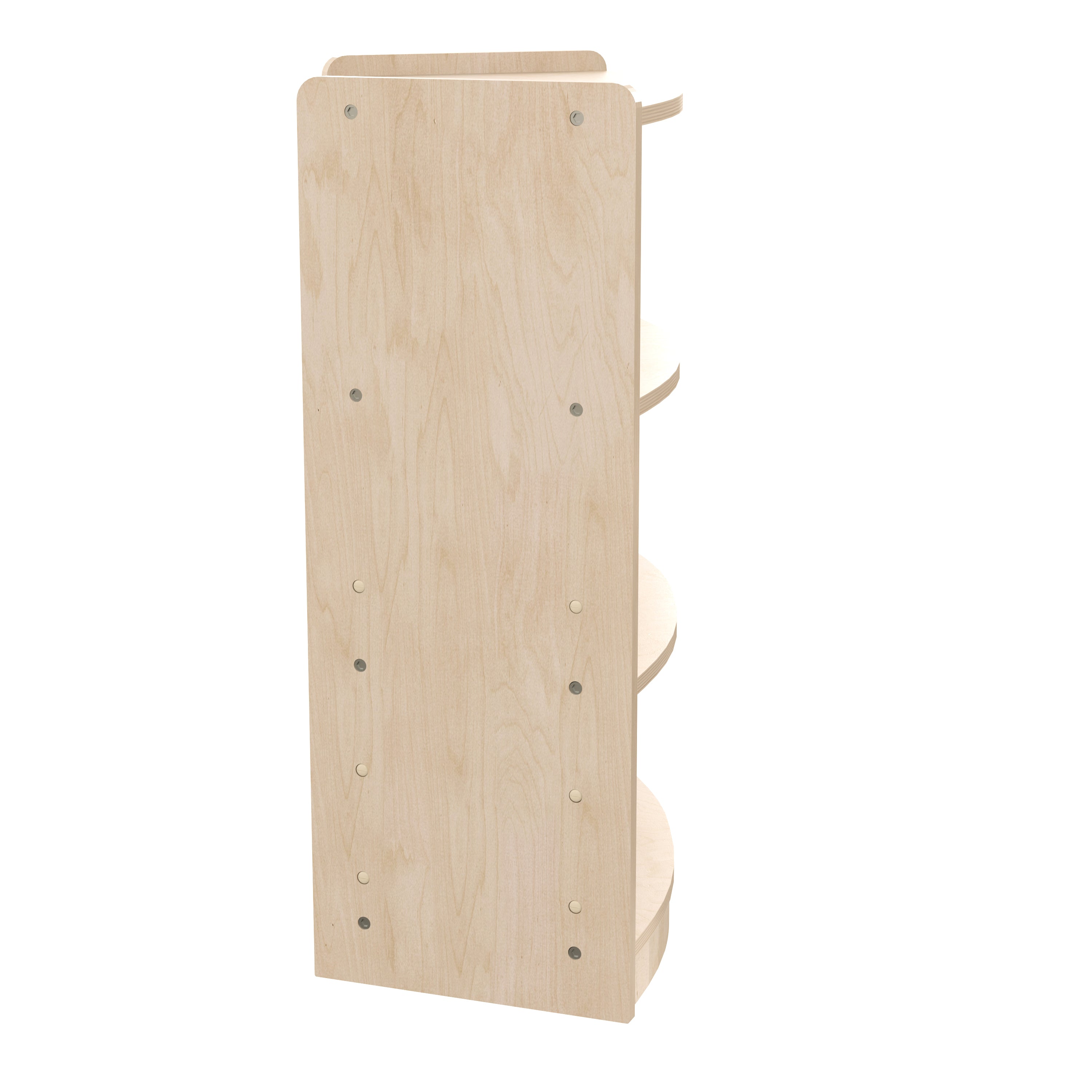 Bright Beginnings Commercial Grade Bow Front 3 Tier Wooden Classroom Open Corner Storage Unit, Safe, Kid Friendly Design, Natural