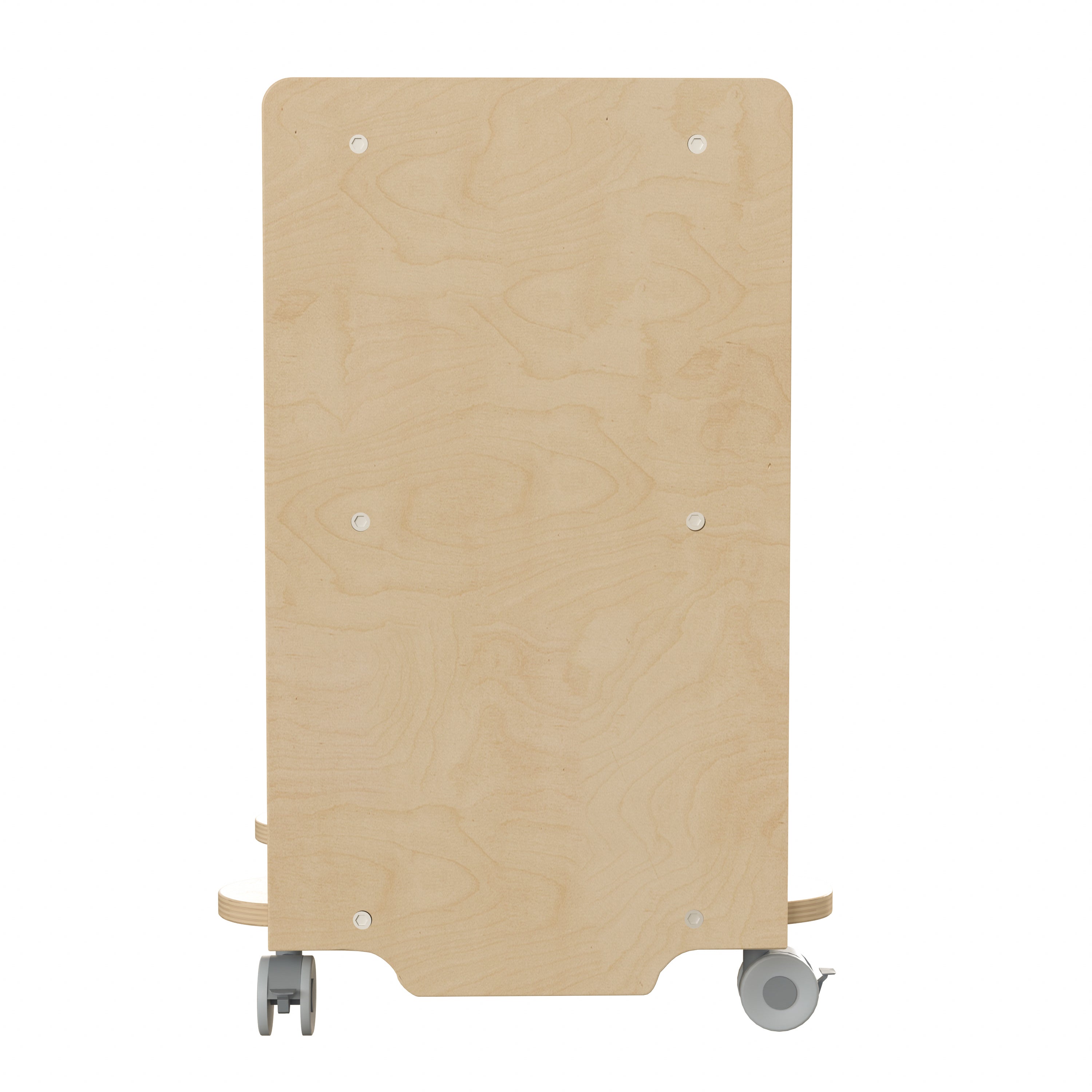 Bright Beginnings Commercial Wooden Mobile Storage Cart with 3 Storage Tiers and Locking Caster Wheels, Natural