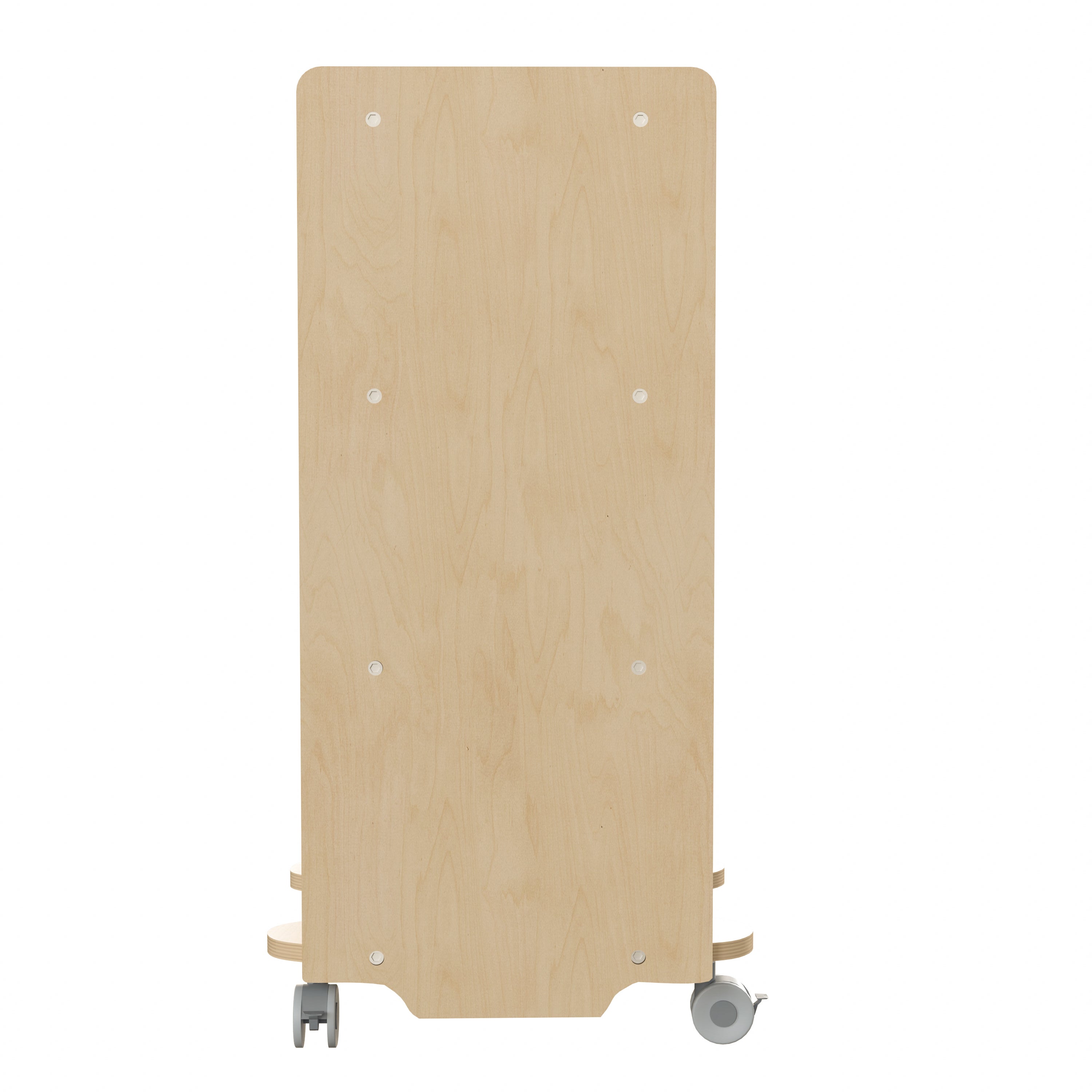 Bright Beginnings Commercial Wooden Mobile Storage Cart with 4 Storage Tiers and Locking Caster Wheels, Natural