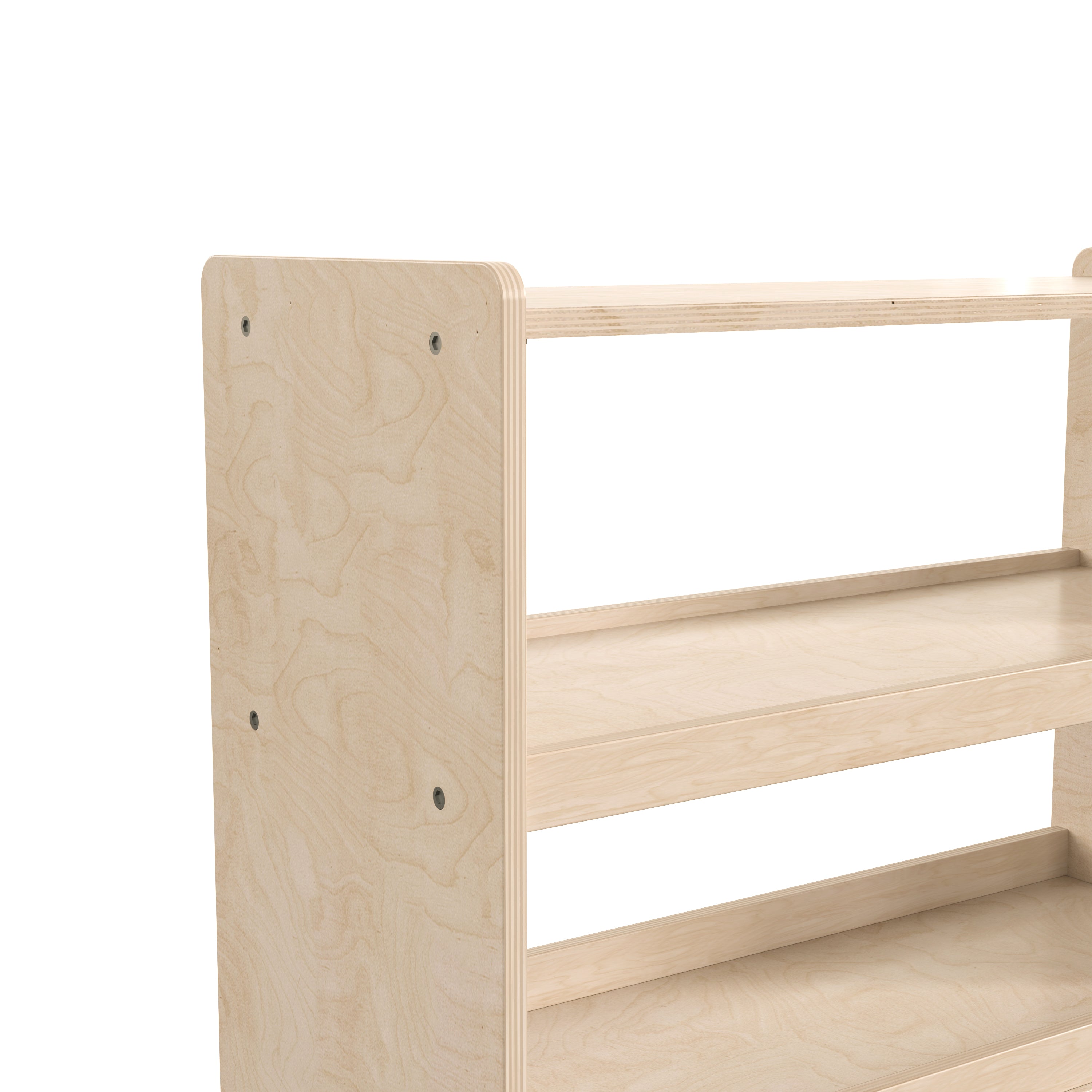 Bright Beginnings Commercial Grade Space Saving 3 Shelf Wooden Mobile Classroom Storage Cart with Locking Caster Wheels, Kid Friendly Design, Natural
