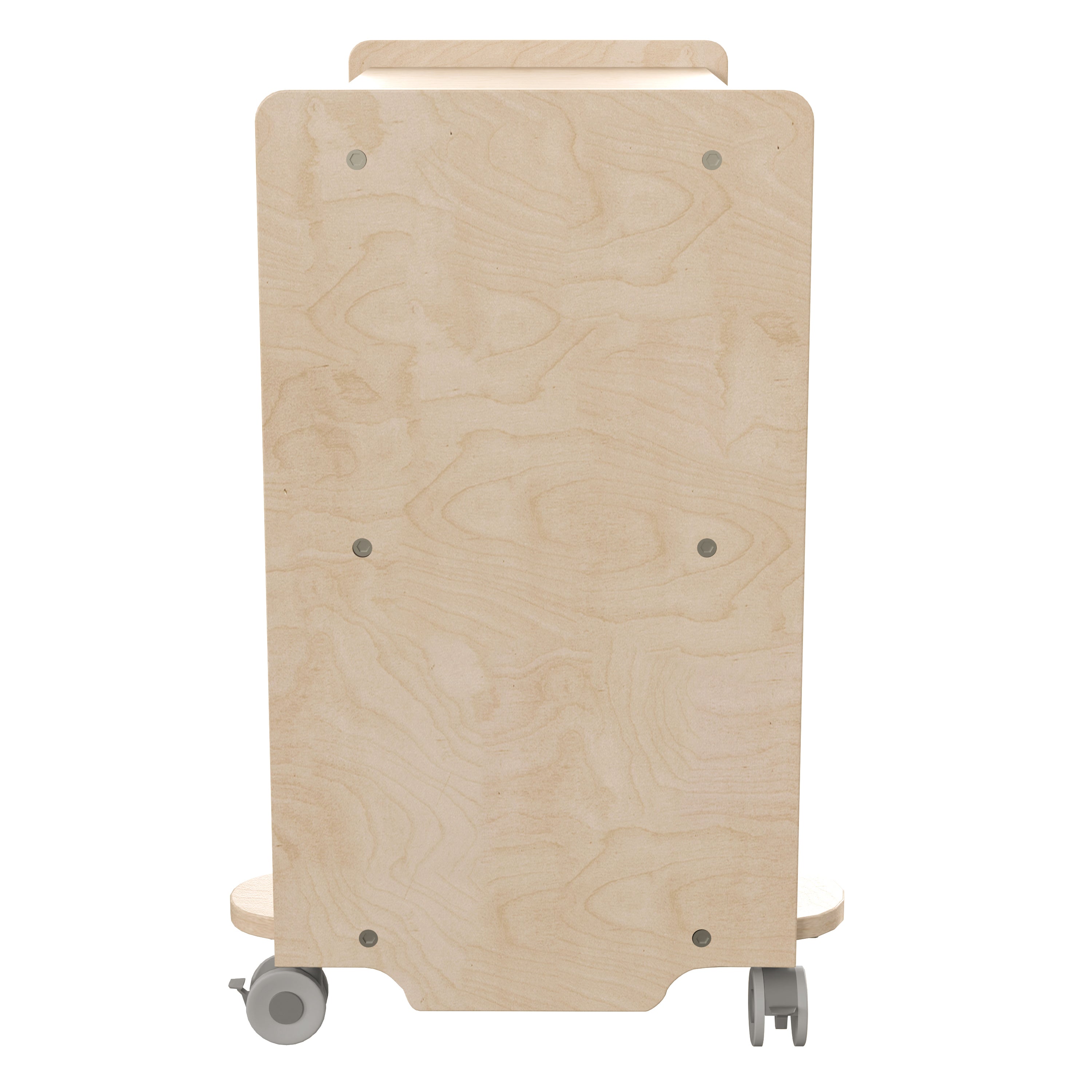 Bright Beginnings Commercial Grade Space Saving 3 Shelf Wooden Mobile Classroom Storage Cart with Locking Caster Wheels, Kid Friendly Design, Natural