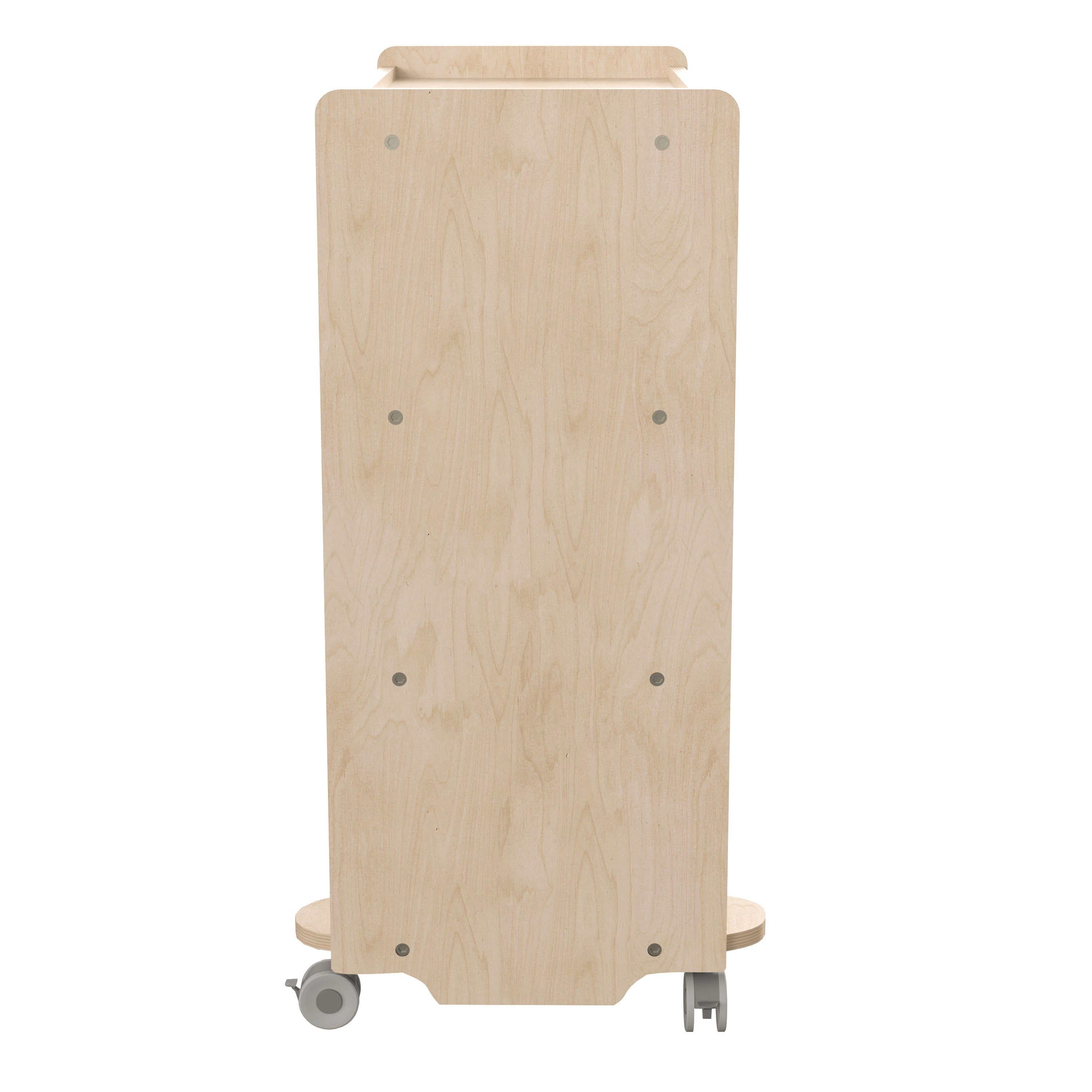 Bright Beginnings Commercial Grade Space Saving 4 Shelf Wooden Mobile Classroom Storage Cart with Locking Caster Wheels, Kid Friendly Design, Natural