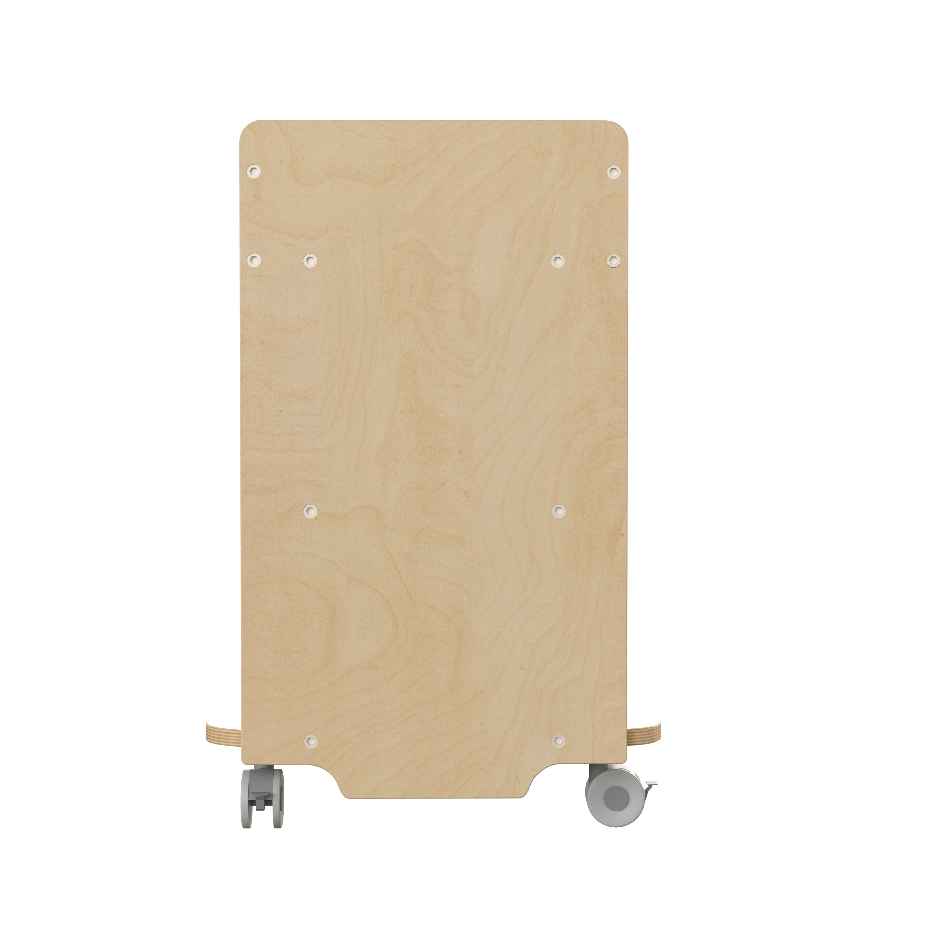 Bright Beginnings Commercial Wooden Mobile Storage Cart with 3 Top Storage Cubbies, 2 Lower Shelves and Locking Caster Wheels, Natural
