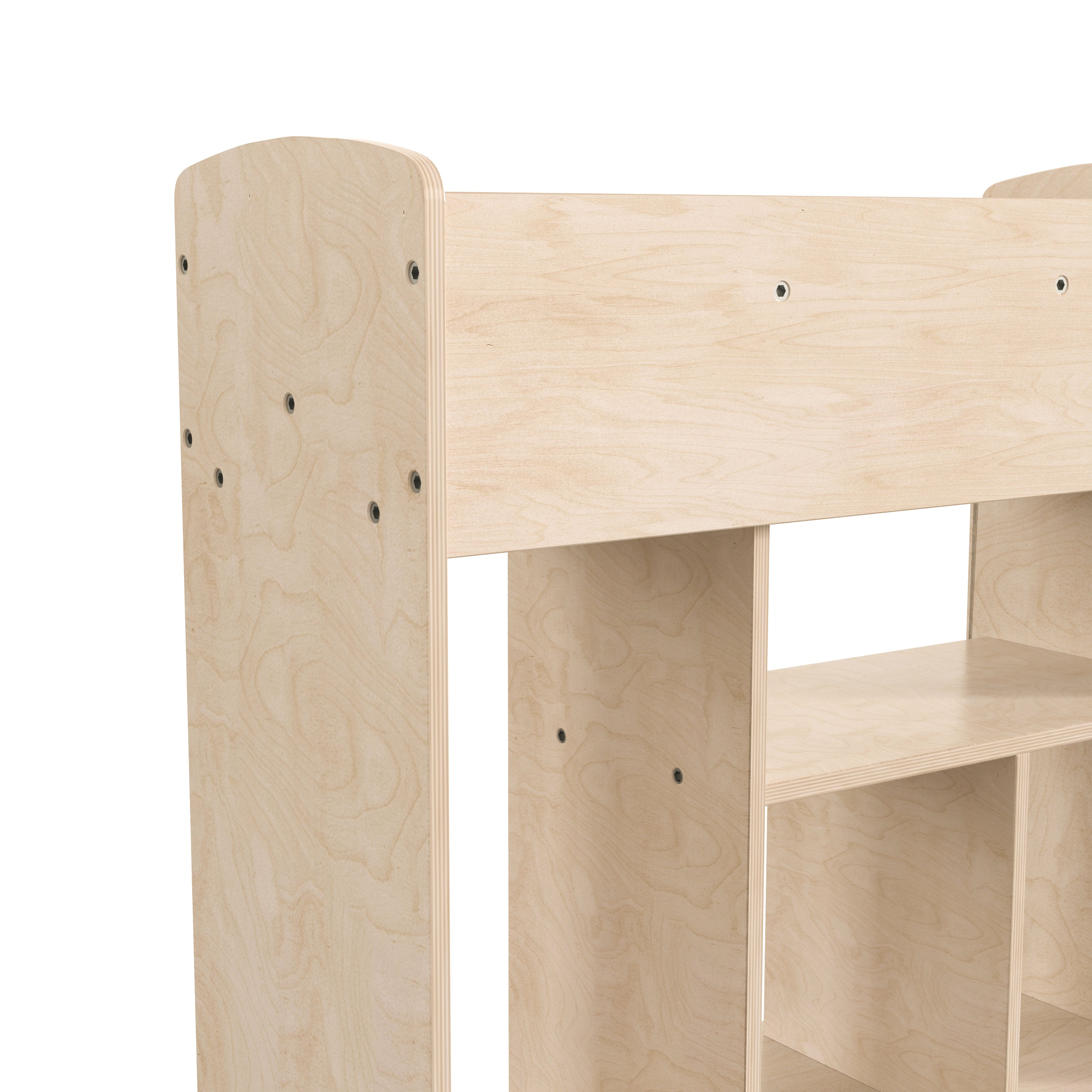 Bright Beginnings Commercial Grade Double Sided Space Saving Wooden Mobile Storage Cart with Locking Caster Wheels & 10 Storage Compartments, Natural