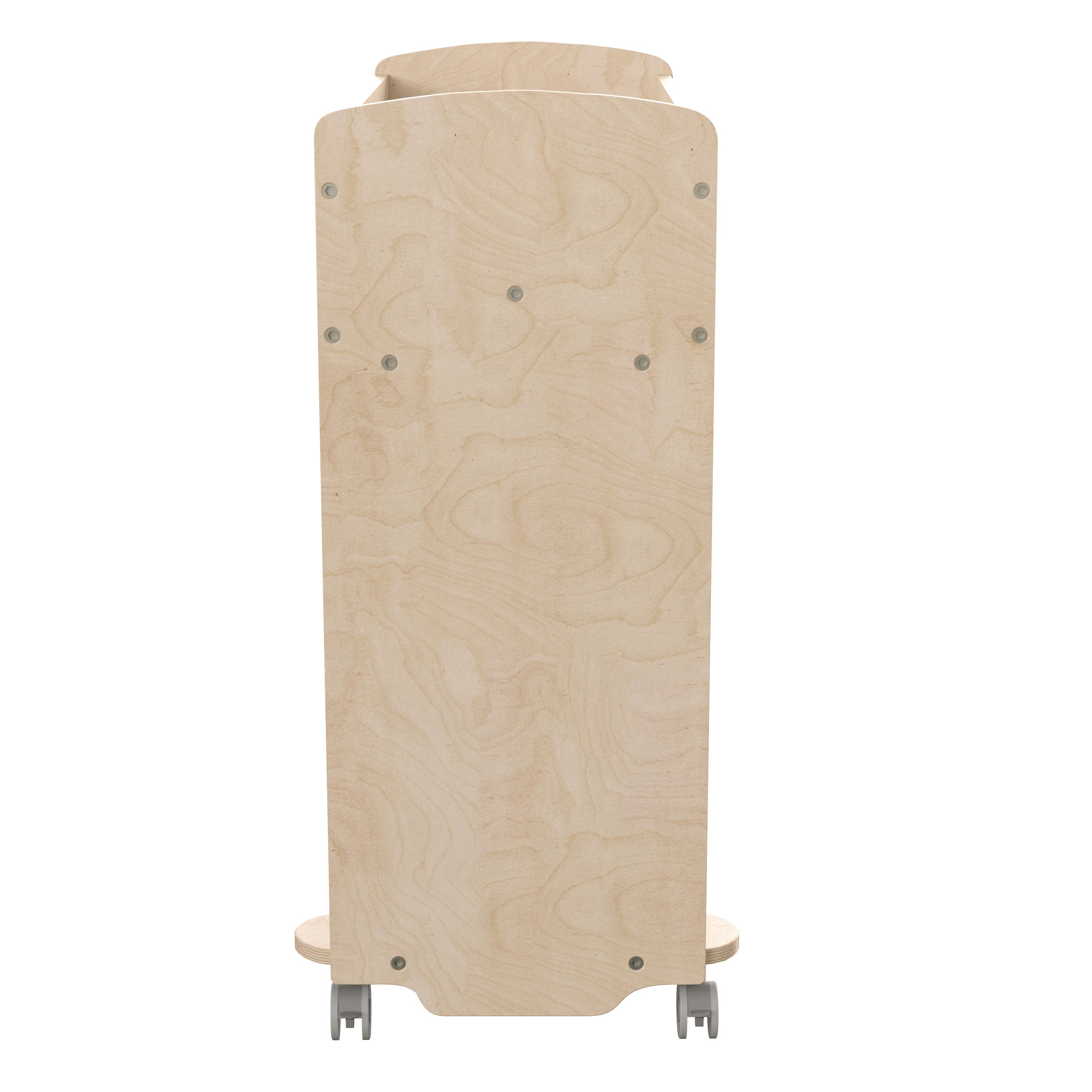 Bright Beginnings Commercial Grade Double Sided Space Saving Wooden Mobile Storage Cart with Locking Caster Wheels & 10 Storage Compartments, Natural