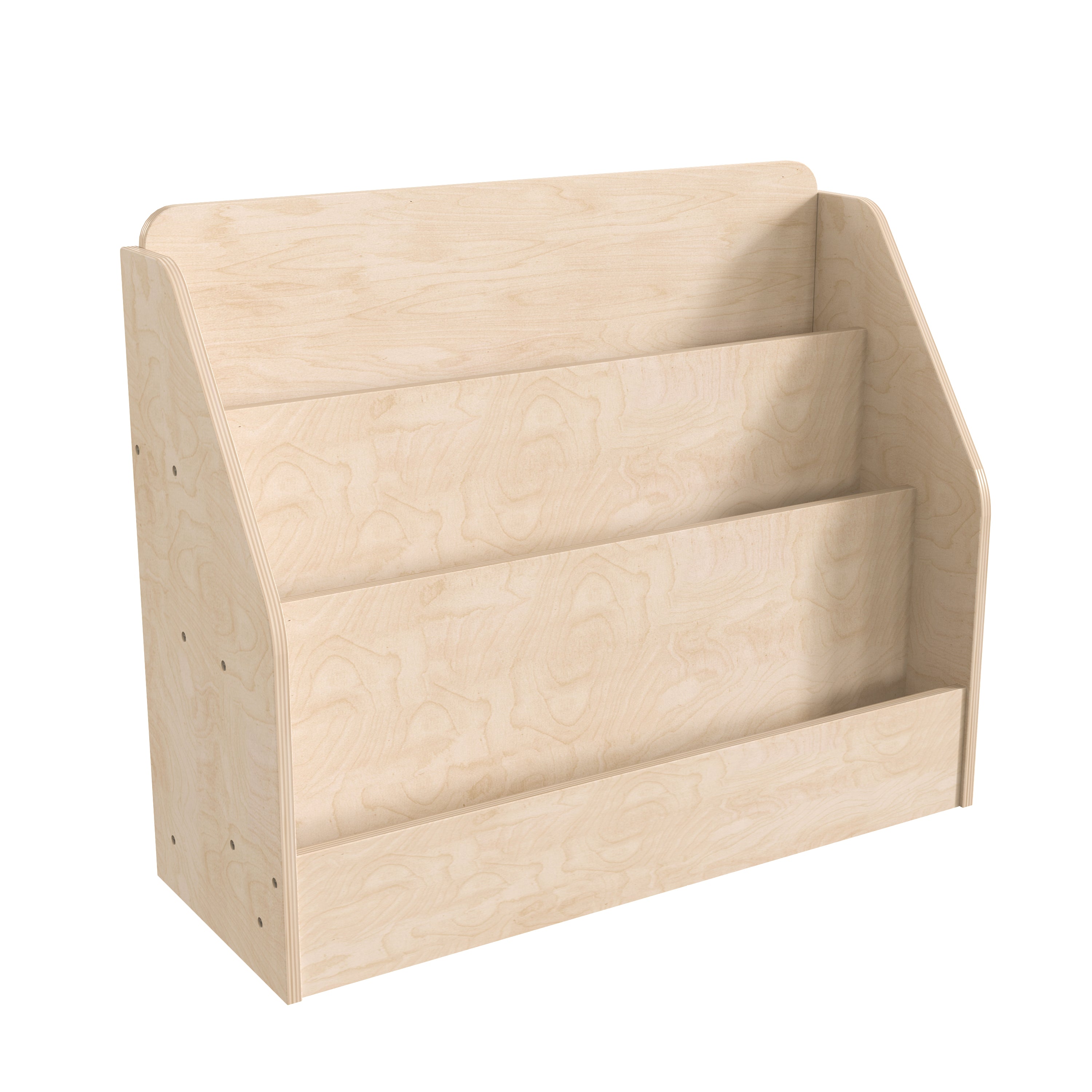Bright Beginnings Commercial Grade Modular Wooden Classroom 3 Tier Book Display Shelf, Natural