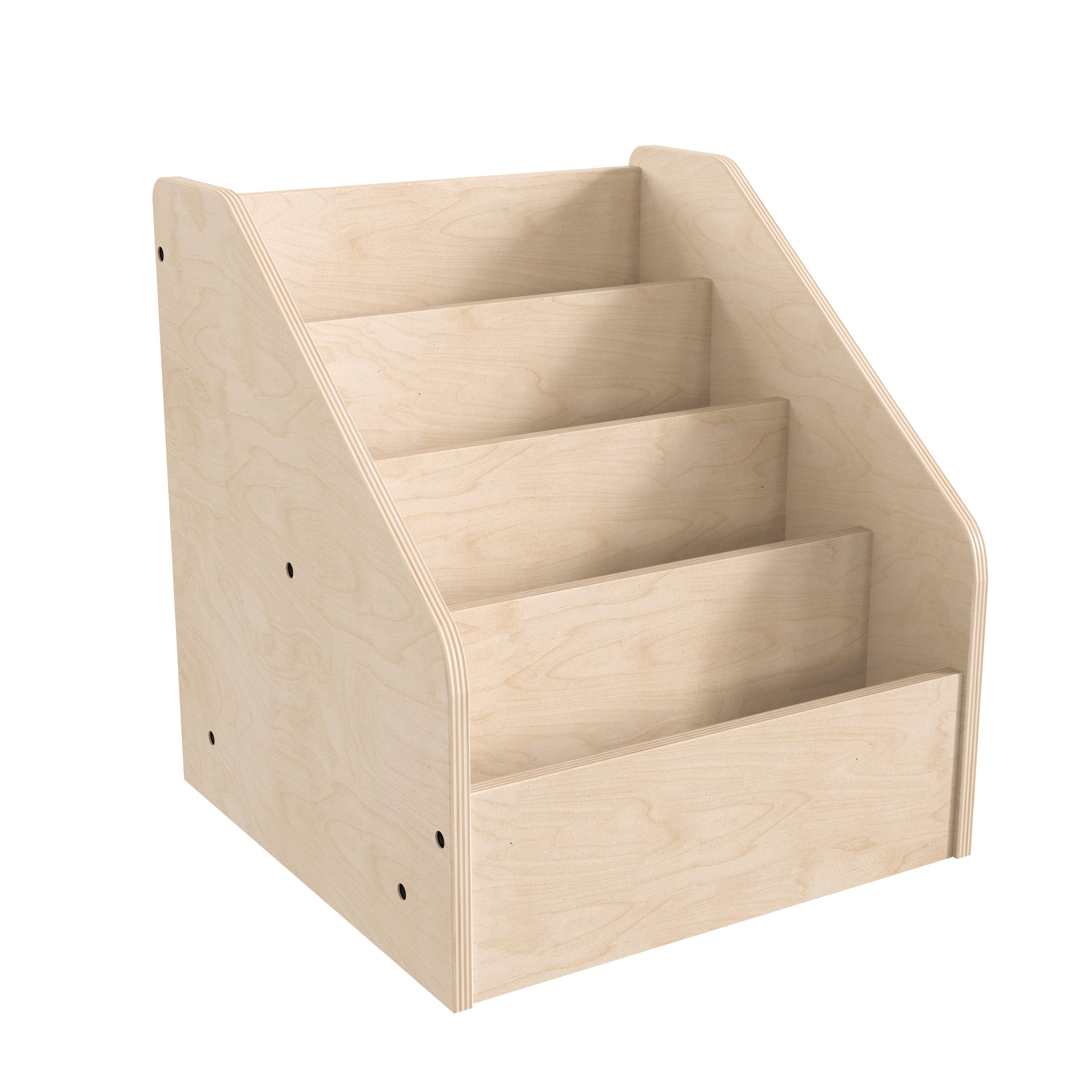 Bright Beginnings Commercial Grade Modular Wooden Classroom 4 Tier Book Display Shelf, Natural