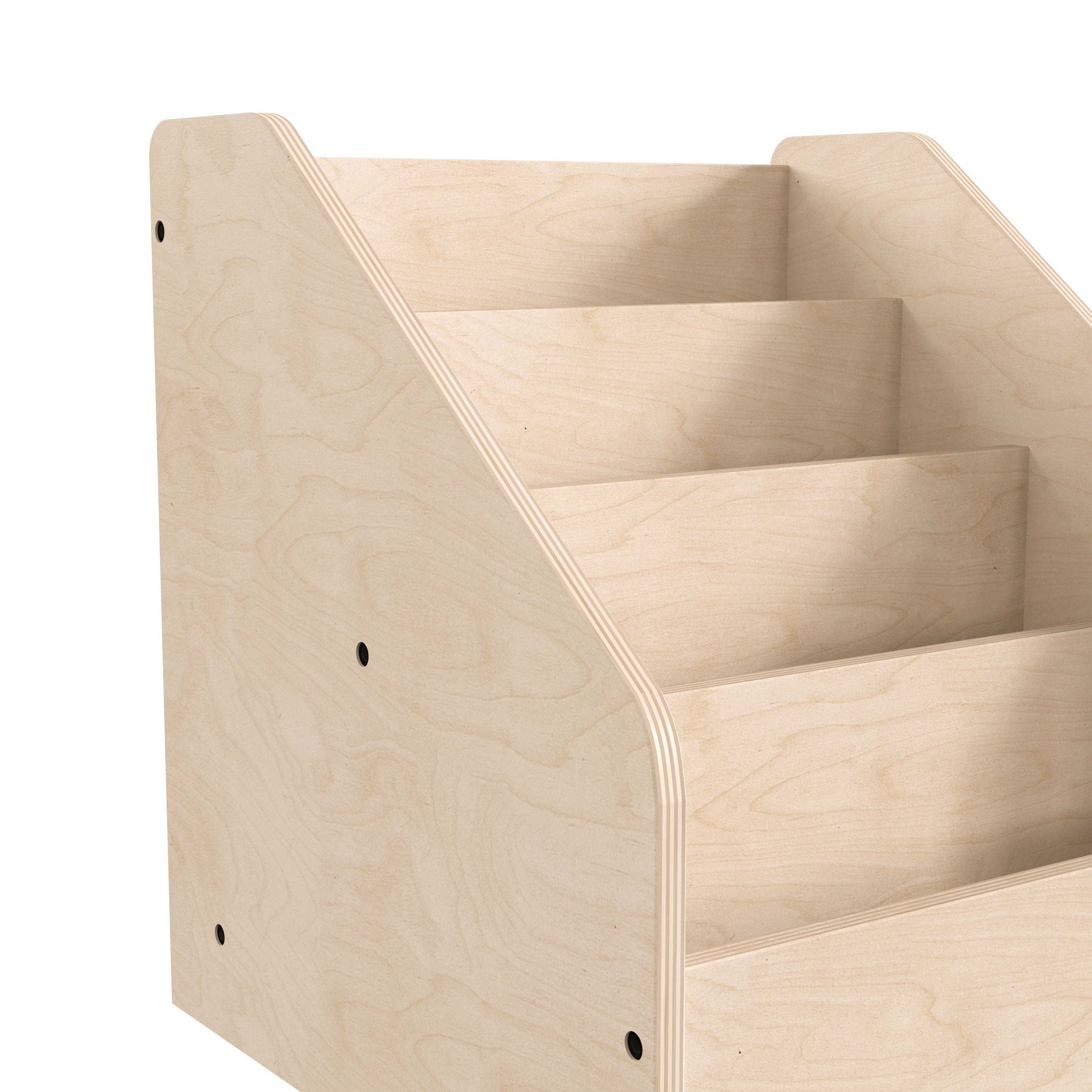 Bright Beginnings Commercial Grade Modular Wooden Classroom 4 Tier Book Display Shelf, Natural