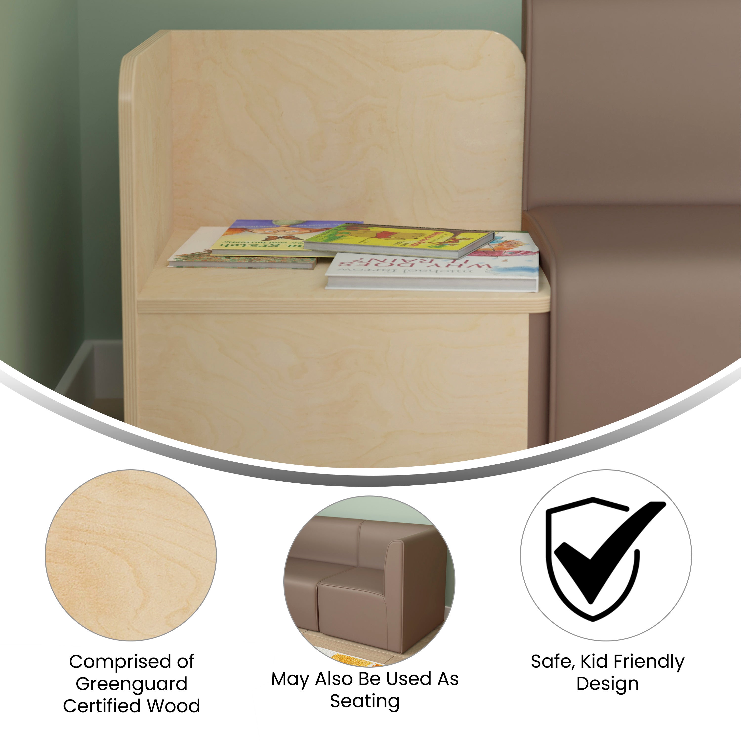 Bright Beginnings Commercial Grade Modular Classroom Seating Wooden Corner Table, Natural