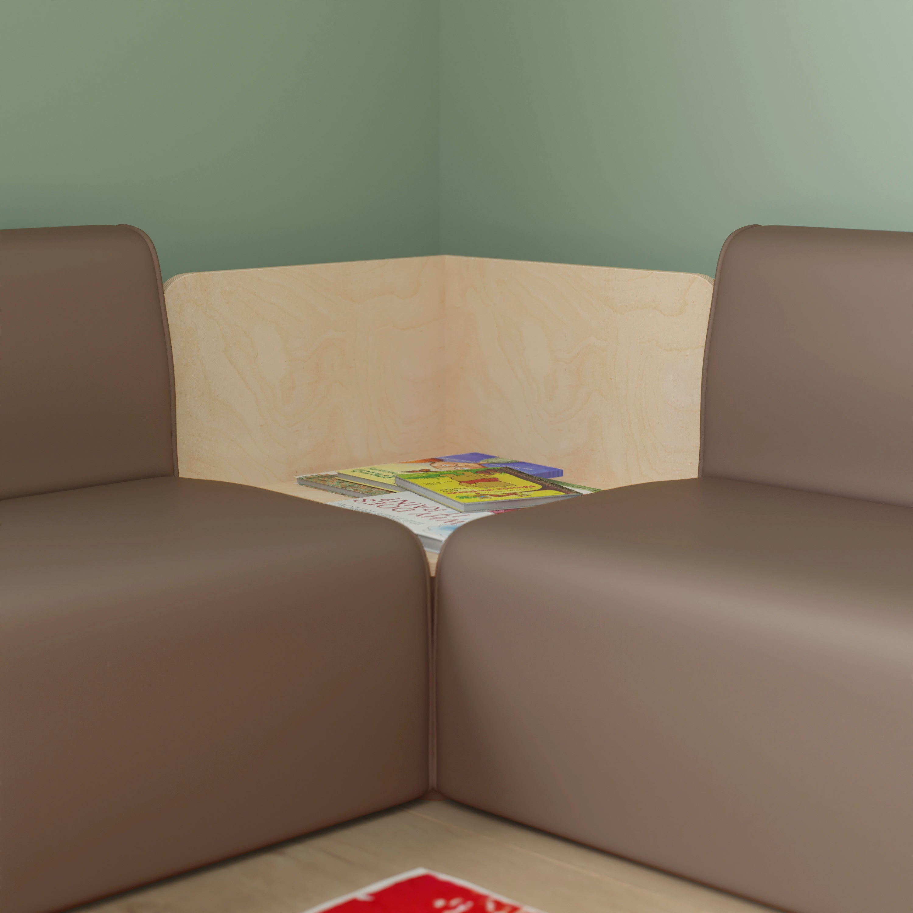Bright Beginnings Commercial Grade Modular Classroom Seating Wooden Corner Table, Natural