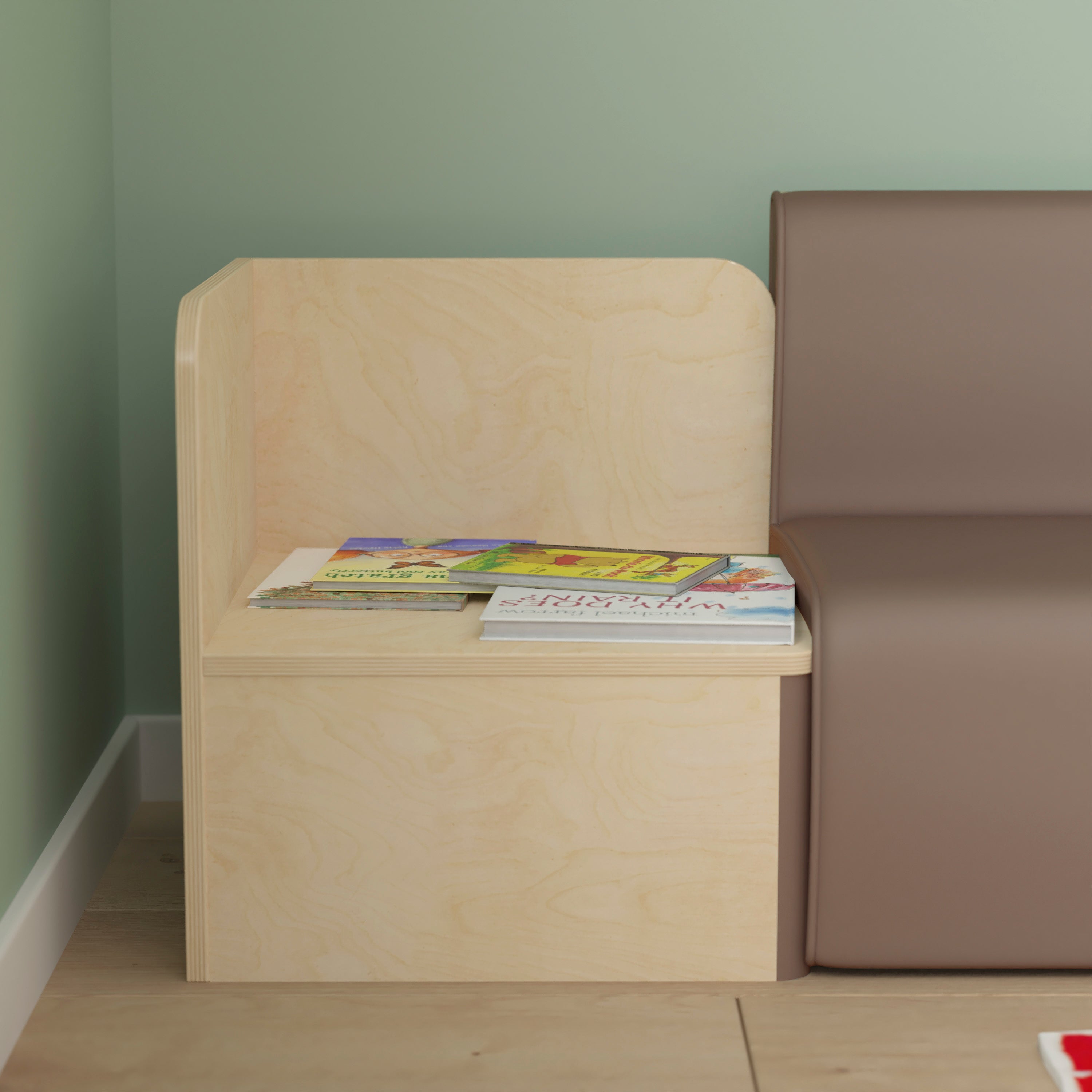 Bright Beginnings Commercial Grade Modular Classroom Seating Wooden Corner Table, Natural
