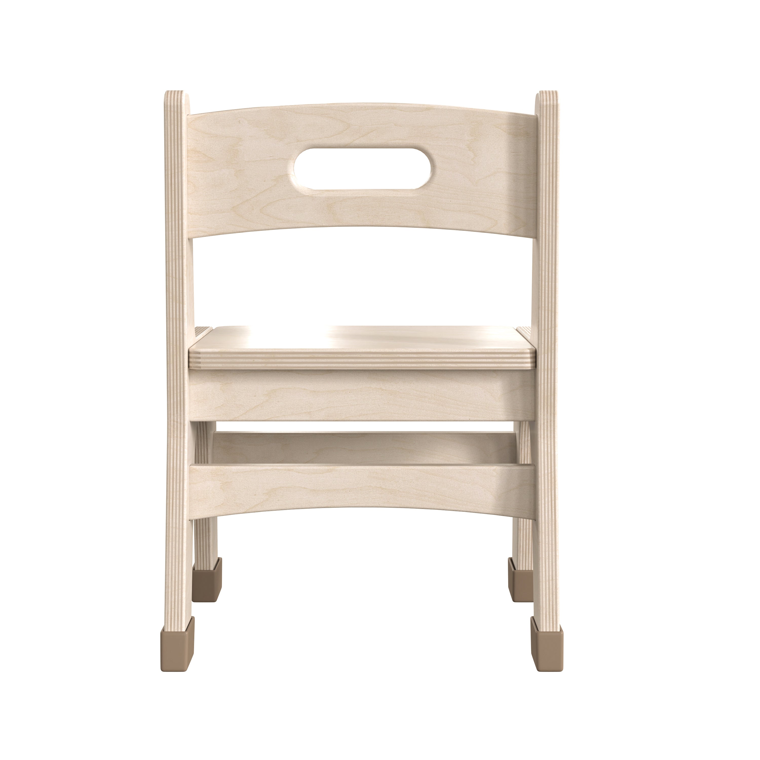 Bright Beginnings Set of 2 Commercial Grade Wooden Classroom Chairs, 9" Seat Height with Non-Slip Foot Caps and Built-In Carrying Handle, Natural