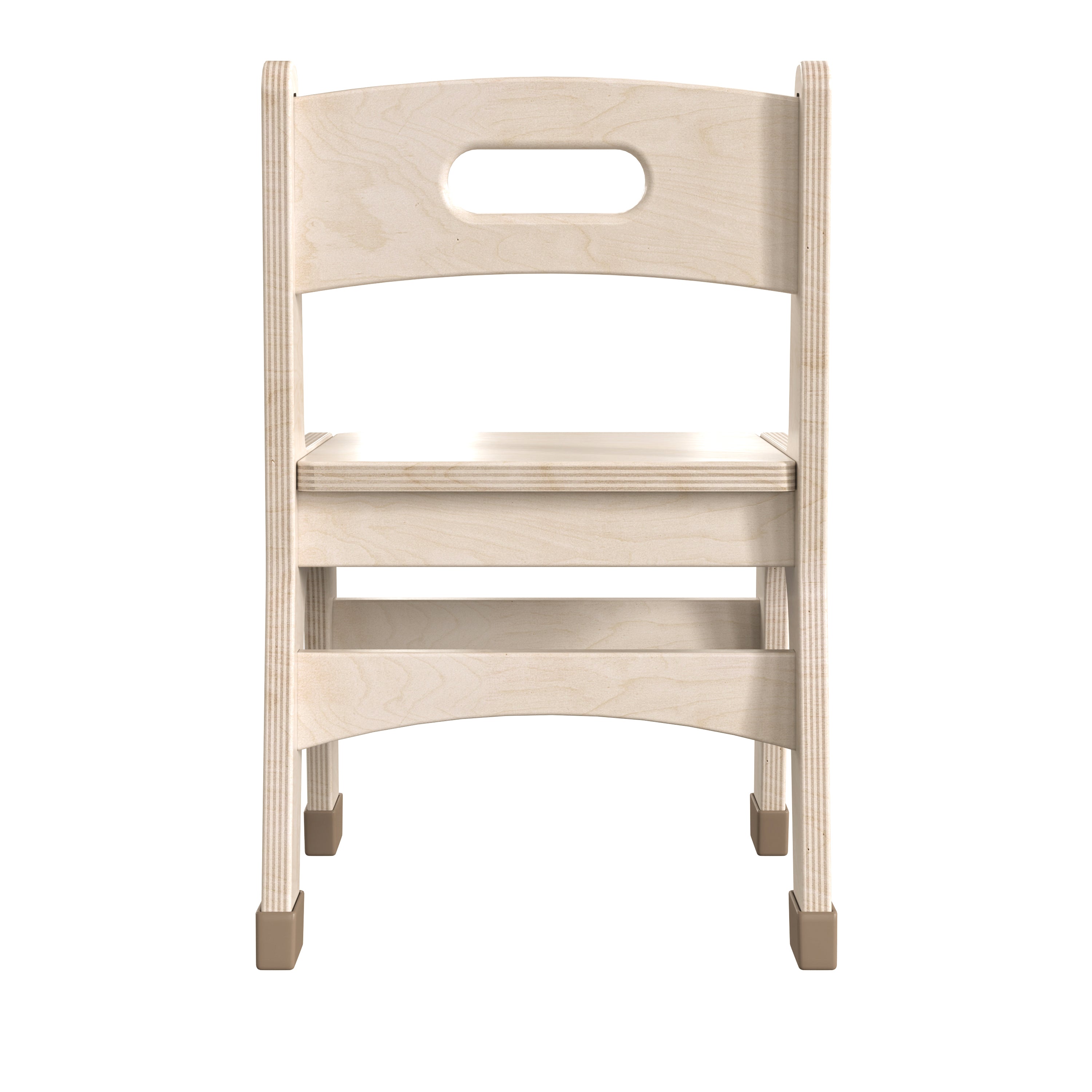 Bright Beginnings Set of 2 Commercial Grade Wooden Classroom Chairs, 10" Seat Height with Non-Slip Foot Caps and Built-In Carrying Handle, Natural