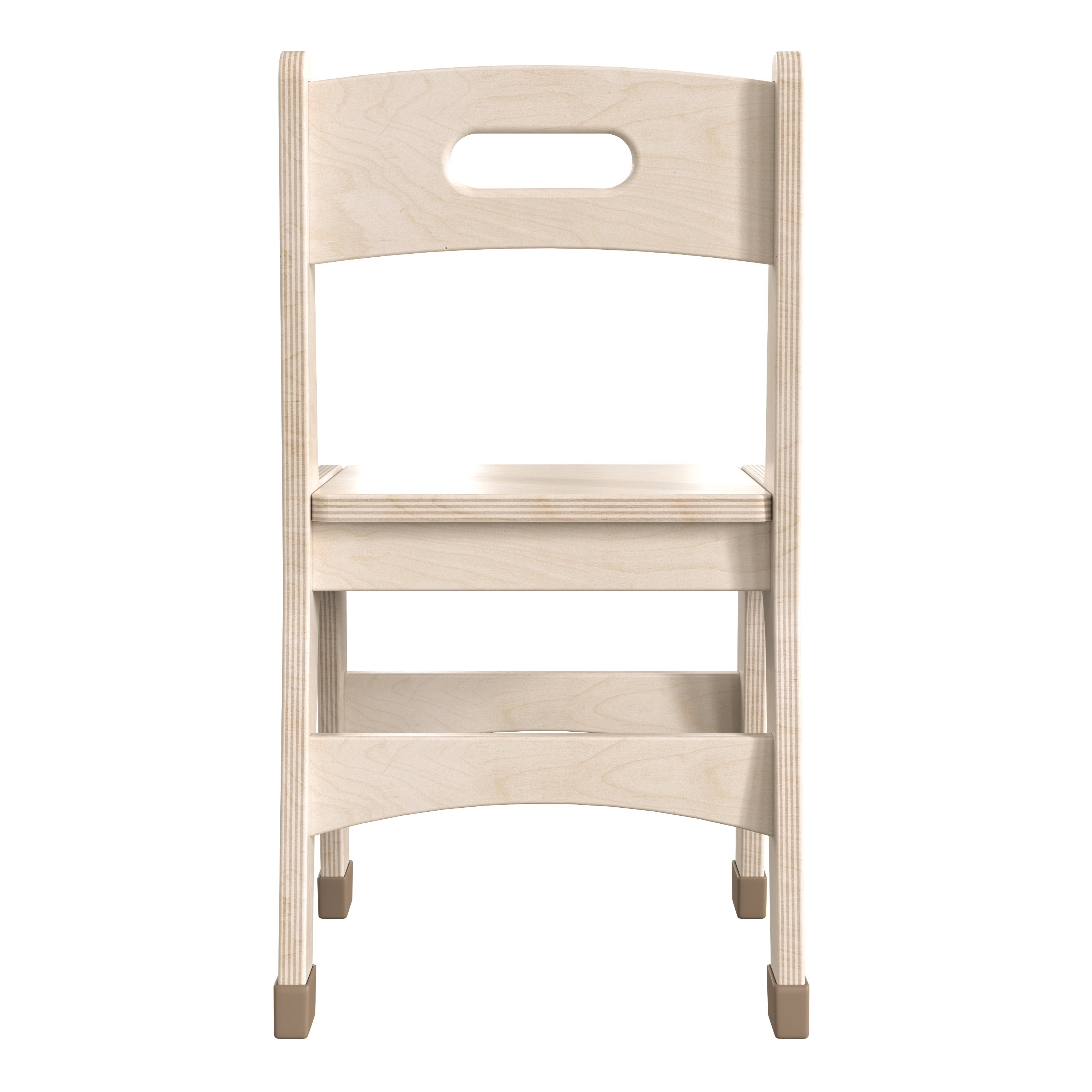 Bright Beginnings Set of 2 Commercial Grade Wooden Classroom Chairs, 11.5" Seat Height with Non-Slip Foot Caps and Built-In Carrying Handle, Natural