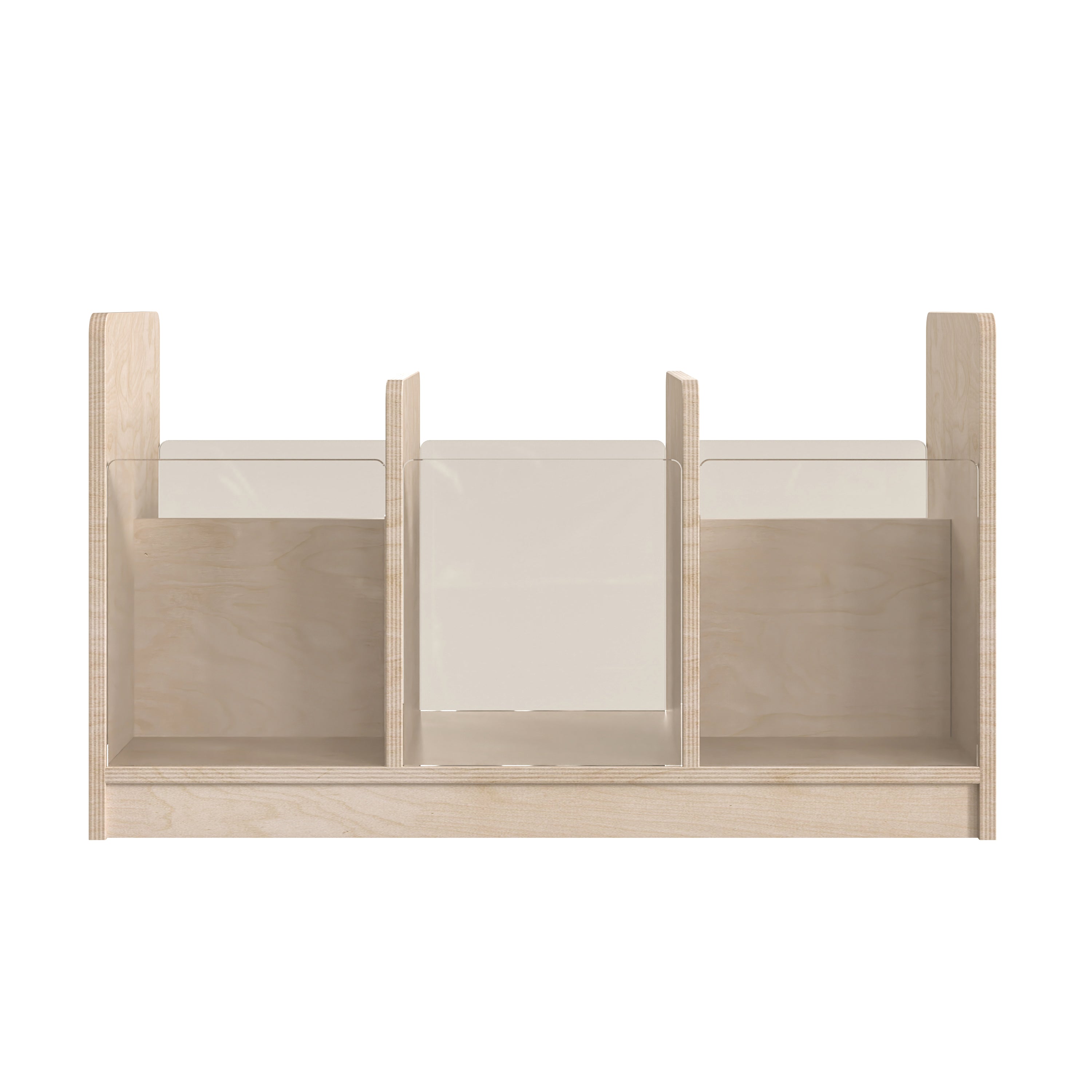 Bright Beginnings Commercial Grade Modular Double Sided Multipurpose Wooden Classroom Storage Unit with Transparent Sides, Natural