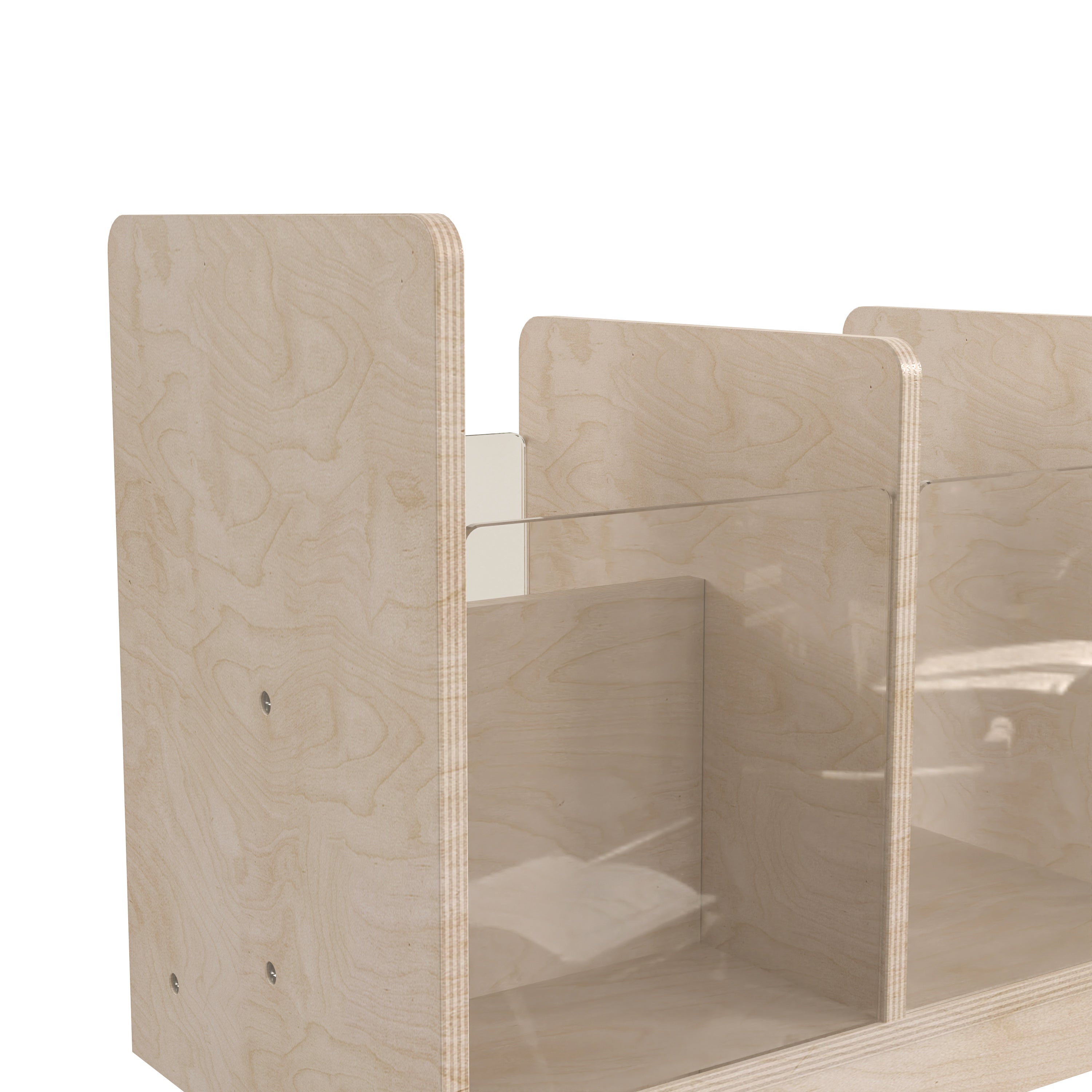 Bright Beginnings Commercial Grade Modular Double Sided Multipurpose Wooden Classroom Storage Unit with Transparent Sides, Natural