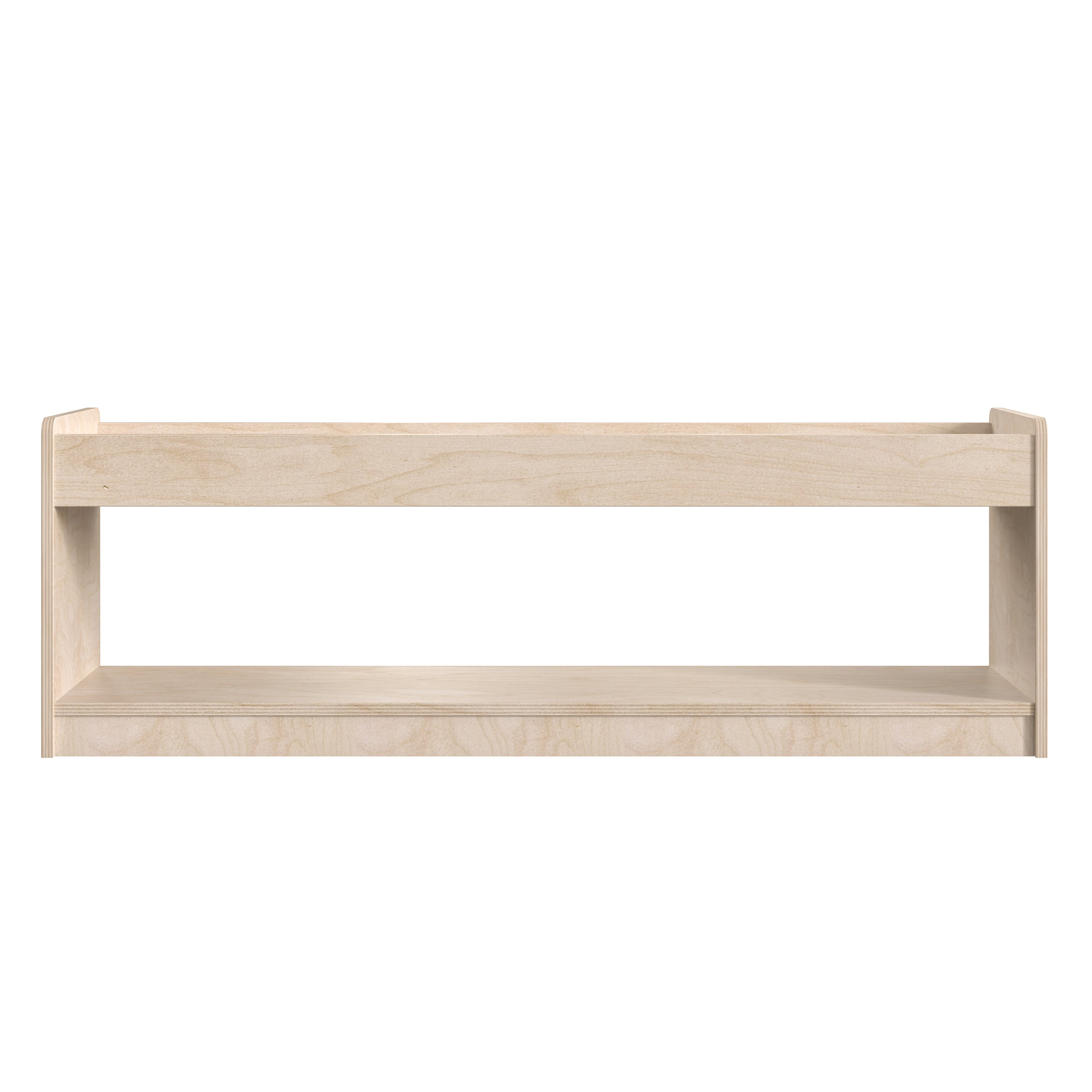 Bright Beginnings Commercial Grade Modular Wooden Classroom Open Storage Unit with Upper Shelf with Raised Edges, Natural