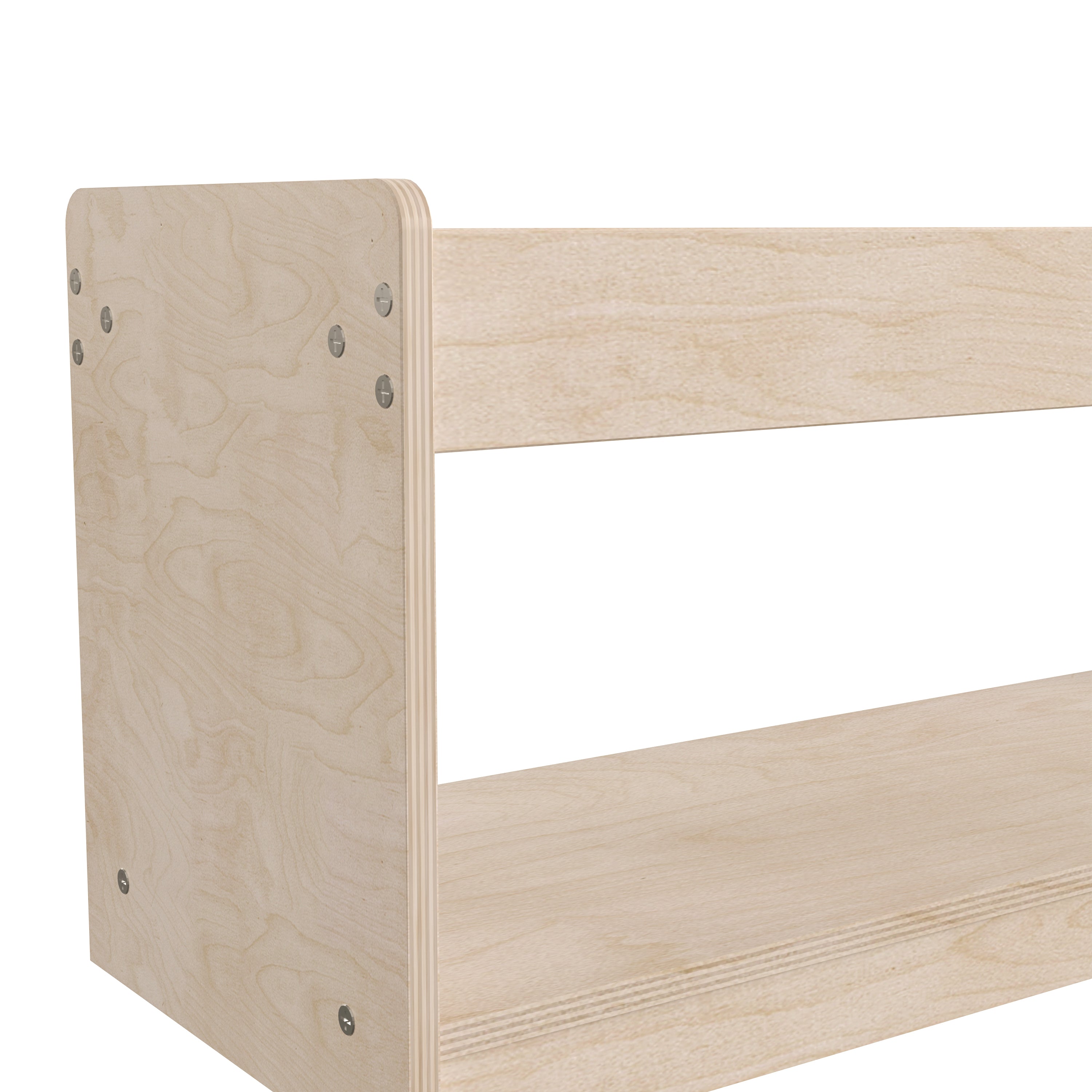 Bright Beginnings Commercial Grade Modular Wooden Classroom Open Storage Unit with Upper Shelf with Raised Edges, Natural