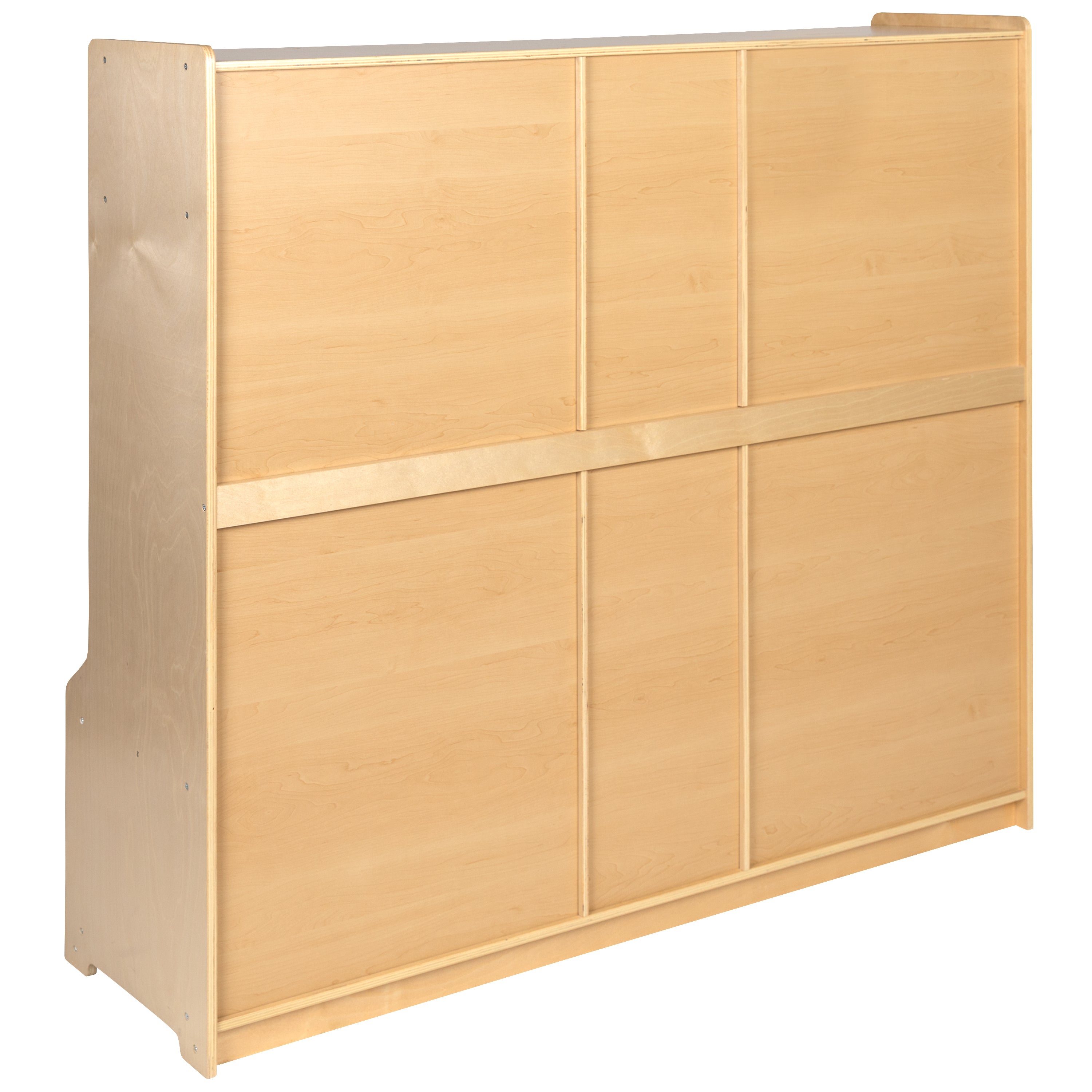 Hercules Wooden 5 Section School Coat Locker with Bench, Cubbies, and Storage Organizer Hook-Safe, Kid Friendly Design - 48"H x 48"L (Natural)