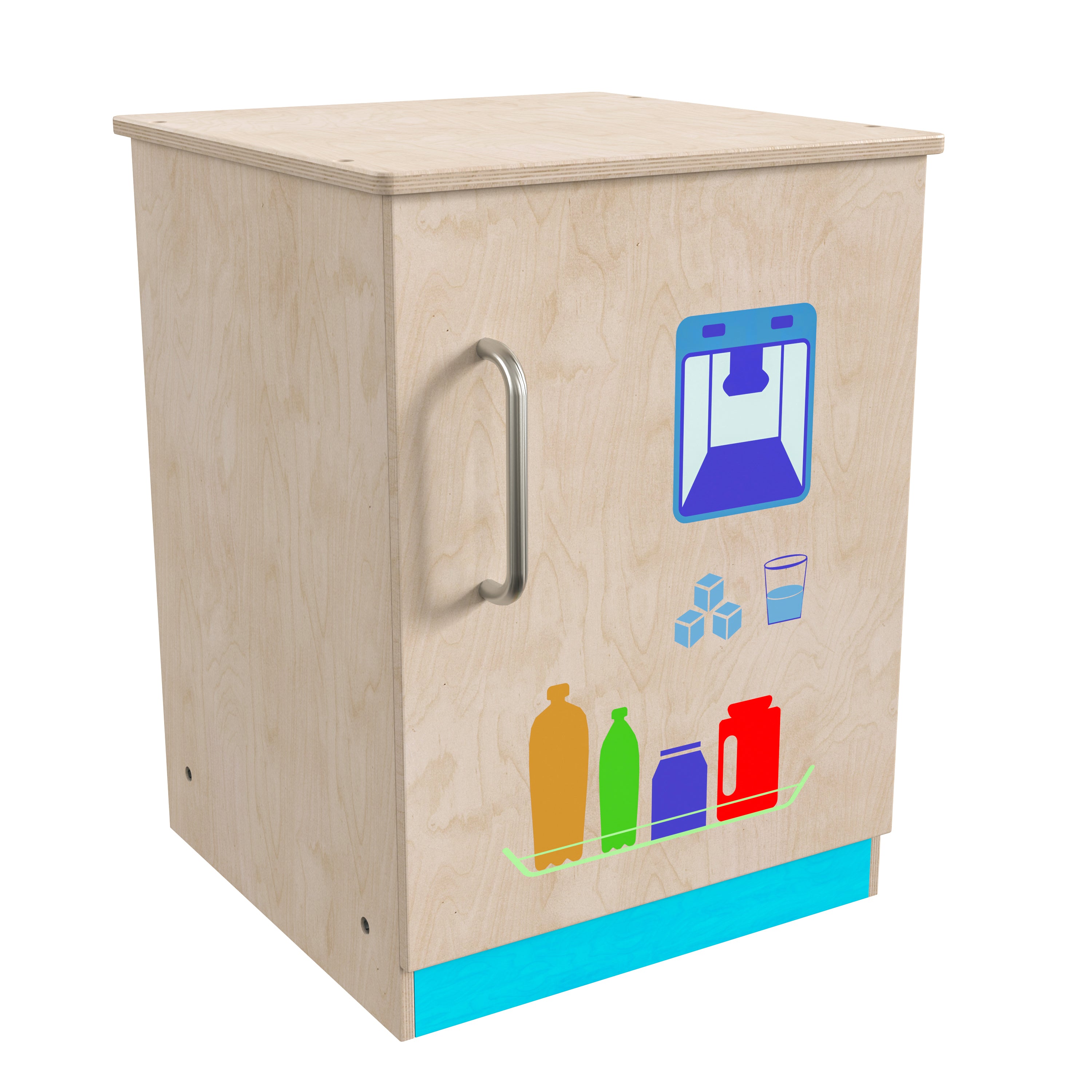 Bright Beginnings Commercial Grade Green Guard Certified Wooden Children's Kitchen Refrigerator with Integrated Storage