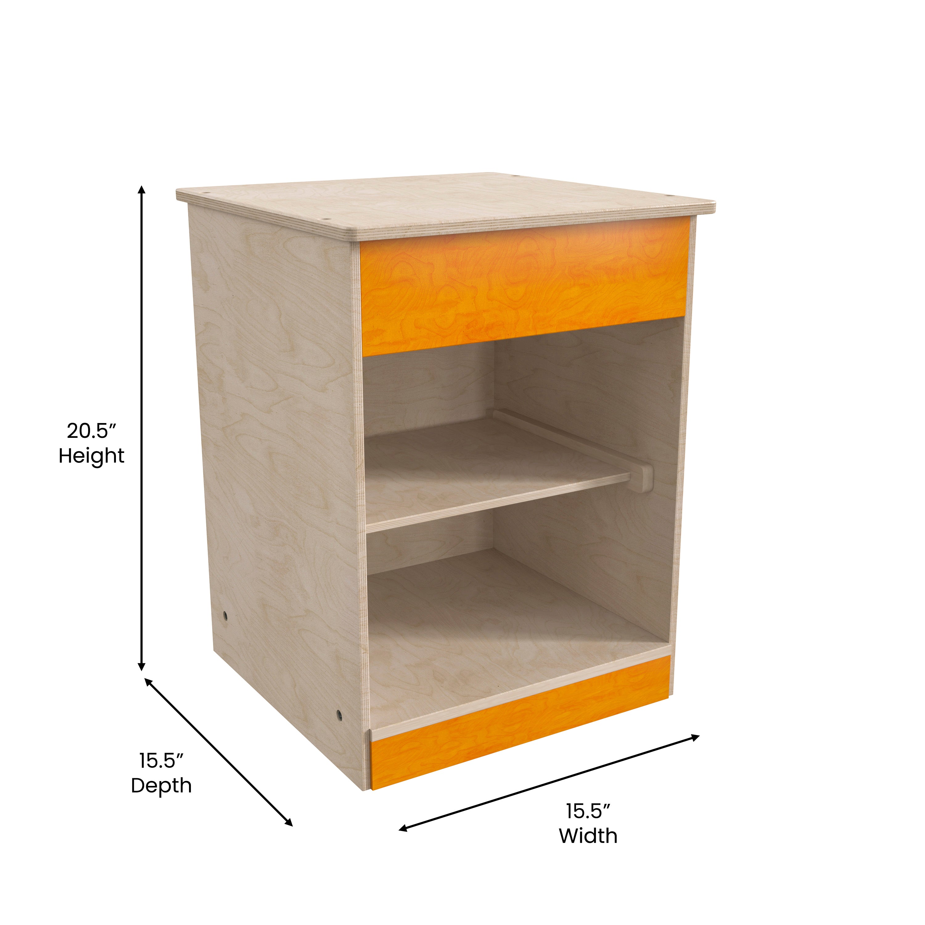 Bright Beginnings Commercial Grade Wooden Kid's Two Shelf Kitchen Cabinet