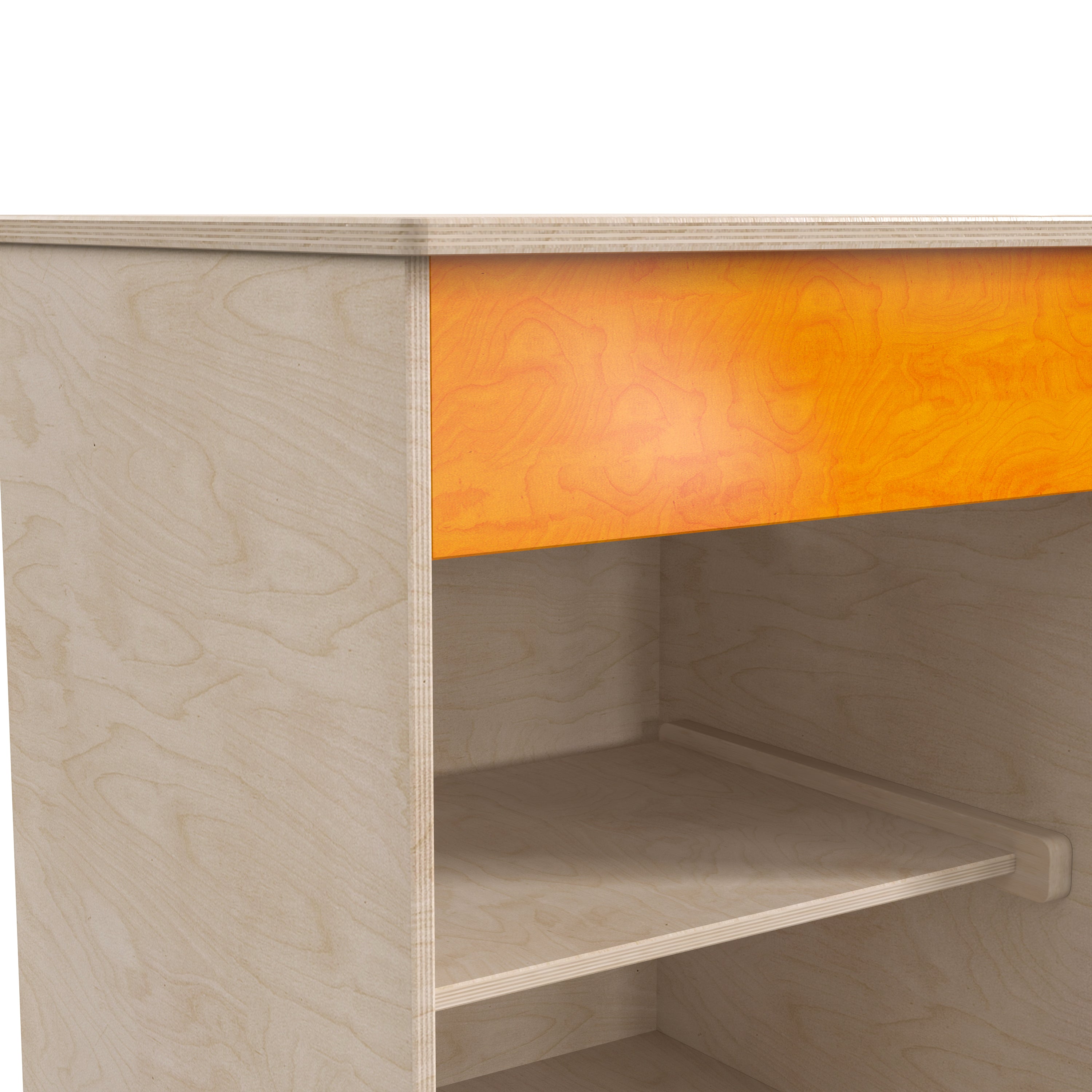 Bright Beginnings Commercial Grade Wooden Kid's Two Shelf Kitchen Cabinet