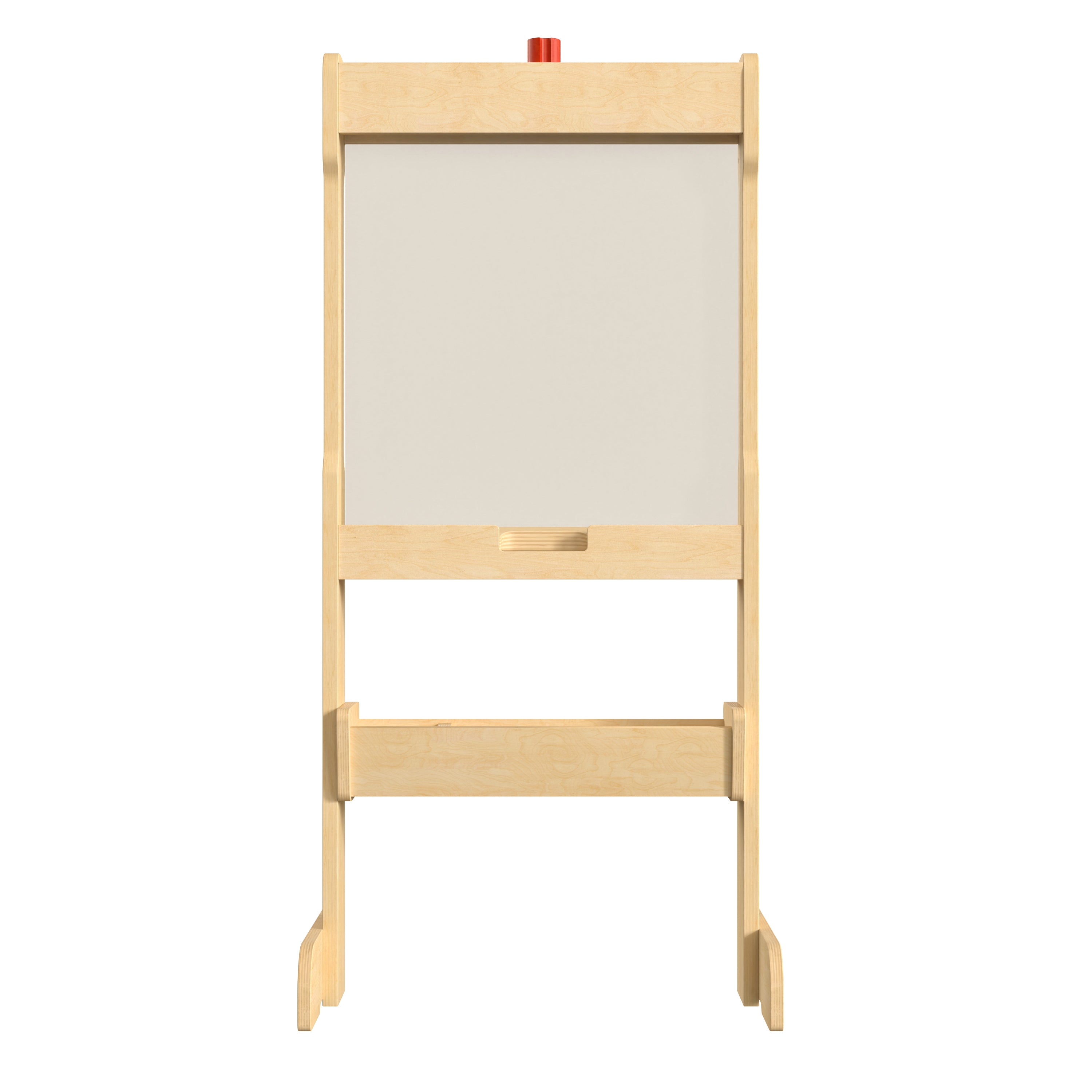 Bright Beginnings Commercial Double Sided Wooden Free-Standing STEAM Easel, Storage Tray, Acrylic Paint Window - Holds Two Accessory Panels, Natural