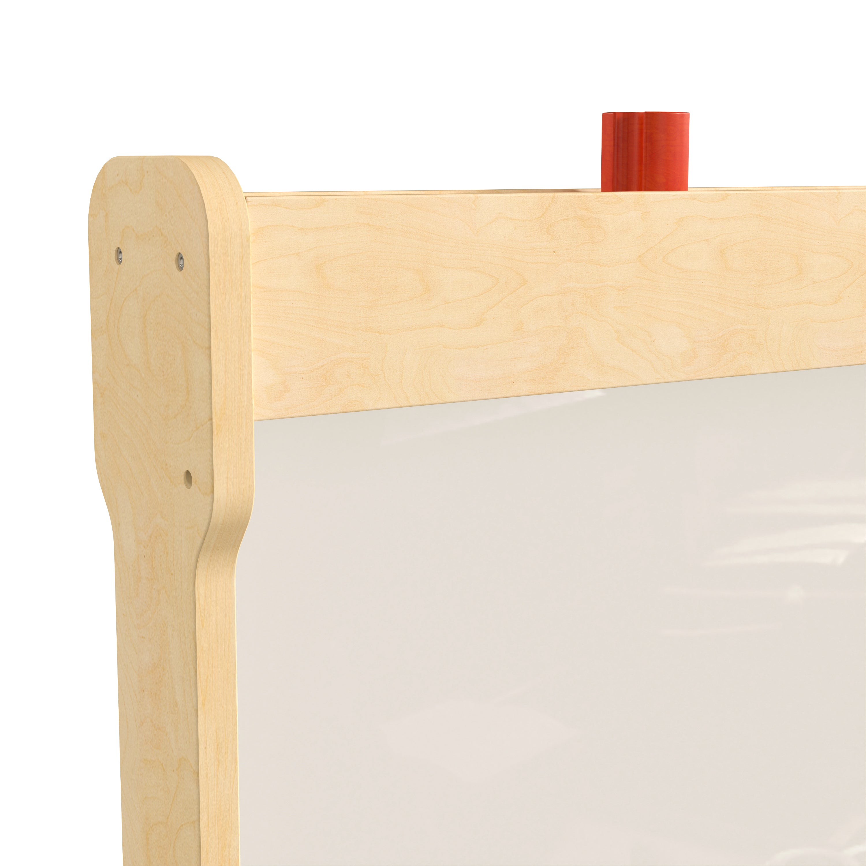 Bright Beginnings Commercial Double Sided Wooden Free-Standing STEAM Easel, Storage Tray, Acrylic Paint Window - Holds Two Accessory Panels, Natural