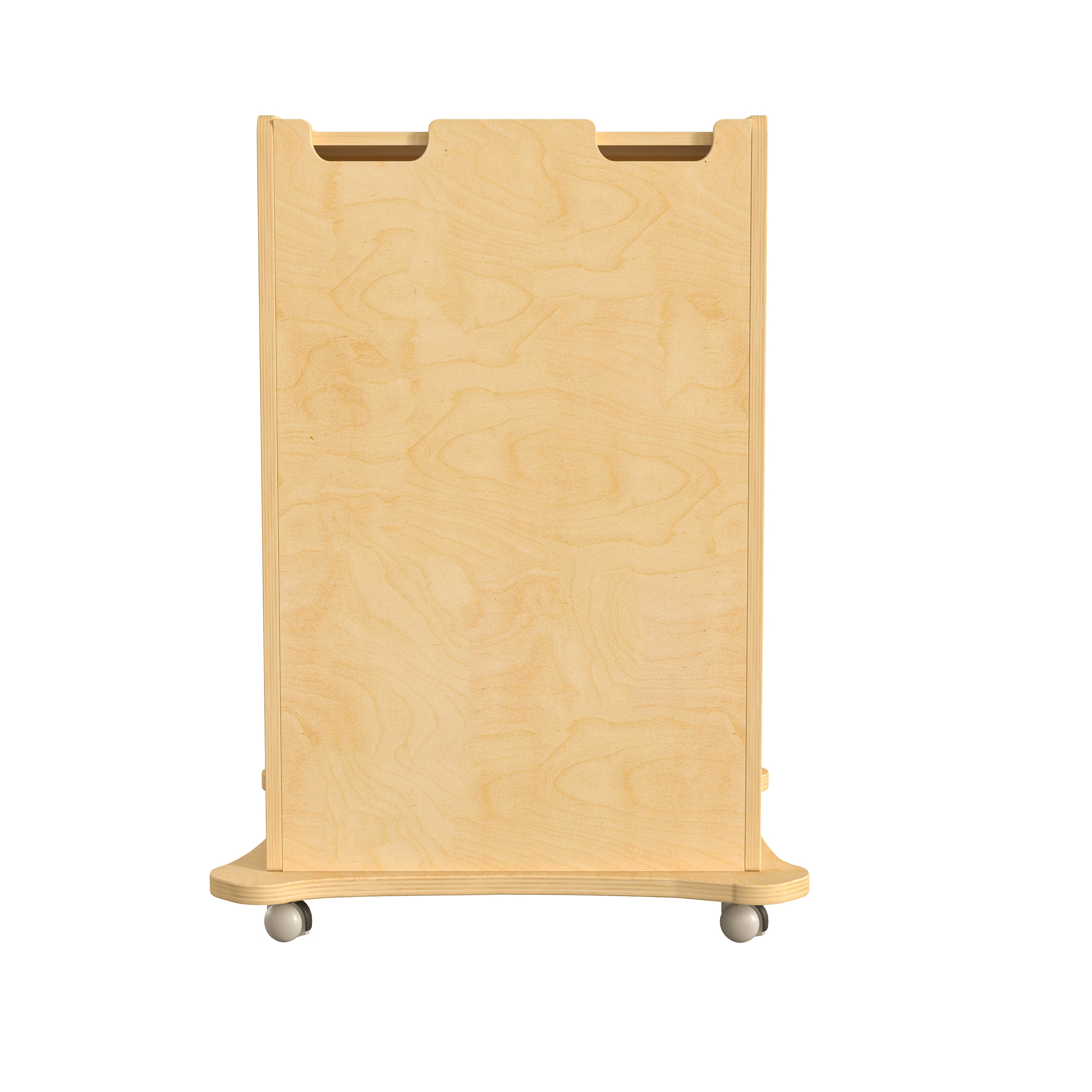 Bright Beginnings Commercial Space Saving Wooden Mobile STEAM Wall Accessory Board Storage Cart, Locking Caster Wheels, Kid Friendly Design, Natural