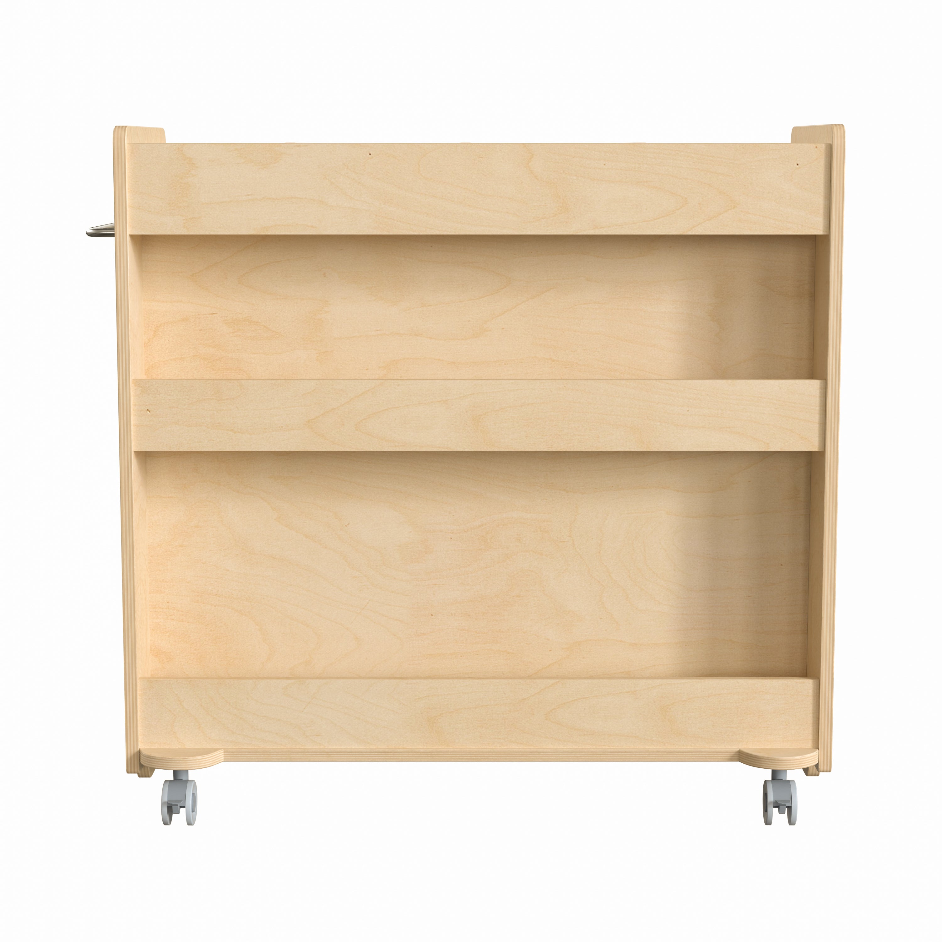 Bright Beginnings Commercial Grade Wooden Mobile Storage Cart with 4 Top Storage Compartments, 5 Cubbies and Locking Caster Wheels