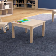 Bright Beginnings Commercial Grade Wooden Square Preschool Classroom Activity Table, (23.5"W x 14.5"H), Beech