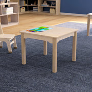 Bright Beginnings Commercial Grade Wooden Square Preschool Classroom Activity Table, (23.5"W x 18"H), Beech