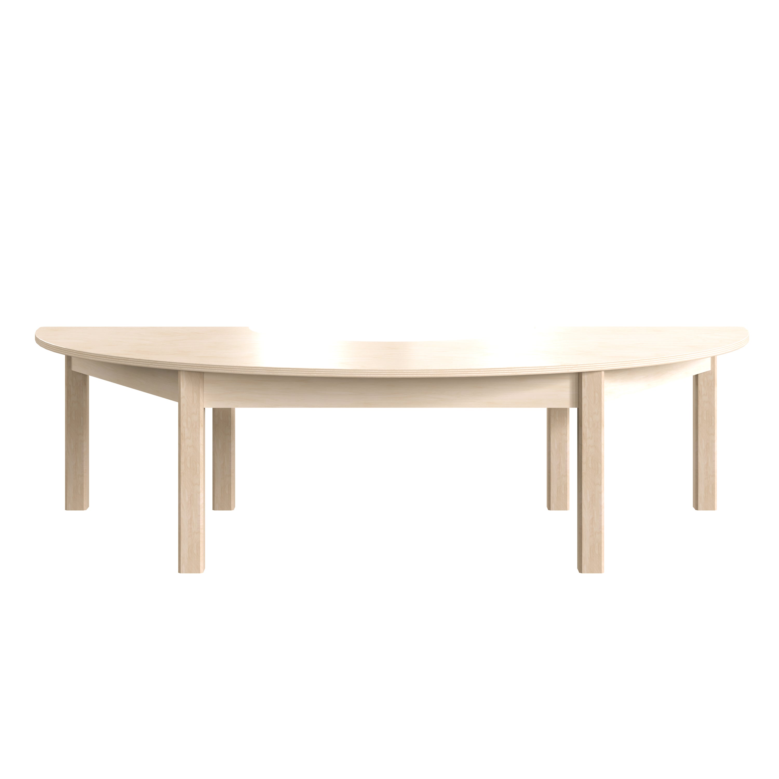 Bright Beginnings Commercial Grade Wooden Half Circle Preschool Classroom Activity Table, (29.5"W x 59"D x 14.5"H), Beech