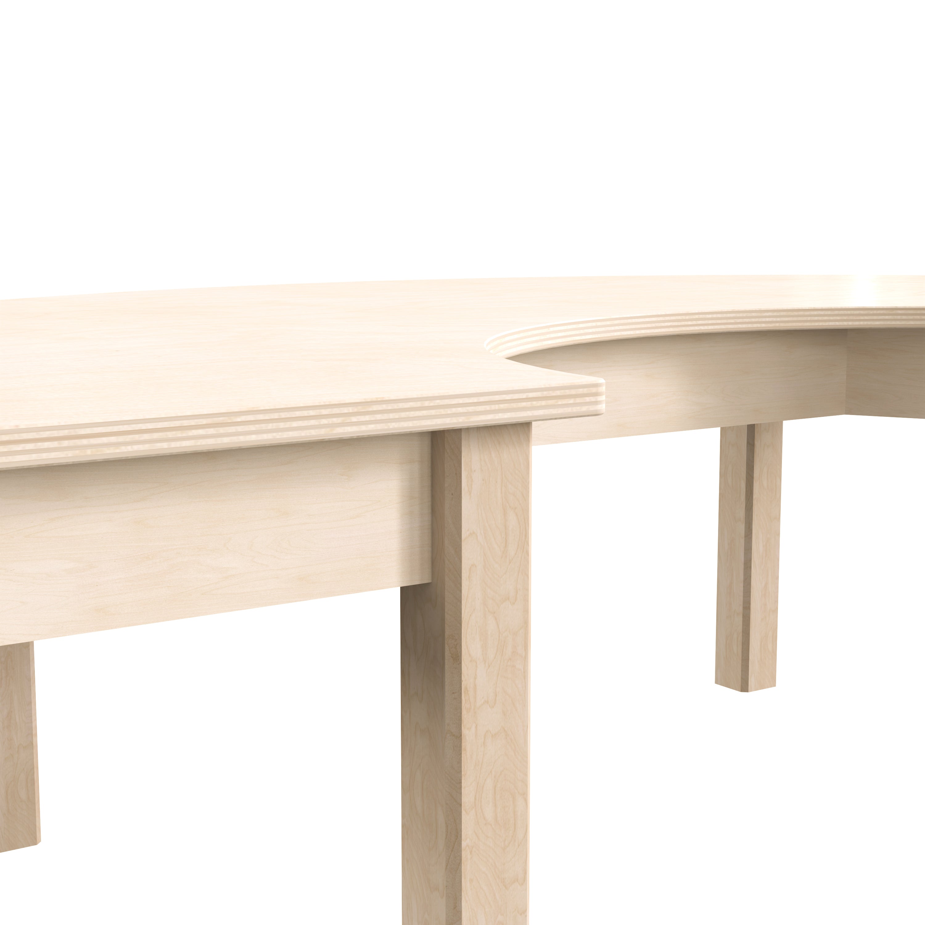 Bright Beginnings Commercial Grade Wooden Half Circle Preschool Classroom Activity Table, (29.5"W x 59"D x 14.5"H), Beech