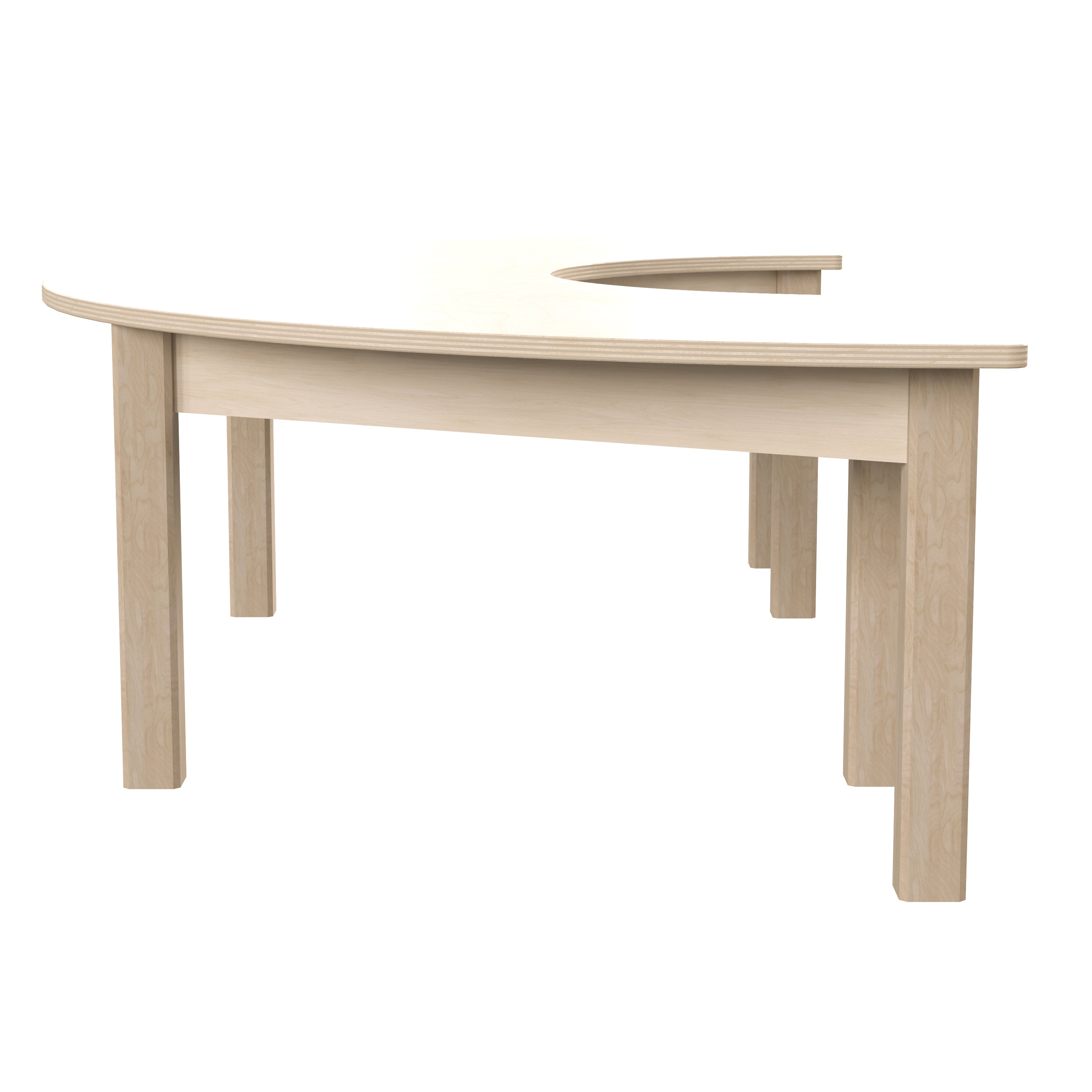 Bright Beginnings Commercial Grade Wooden Half Circle Preschool Classroom Activity Table, (29.5"W x 59"D x 14.5"H), Beech