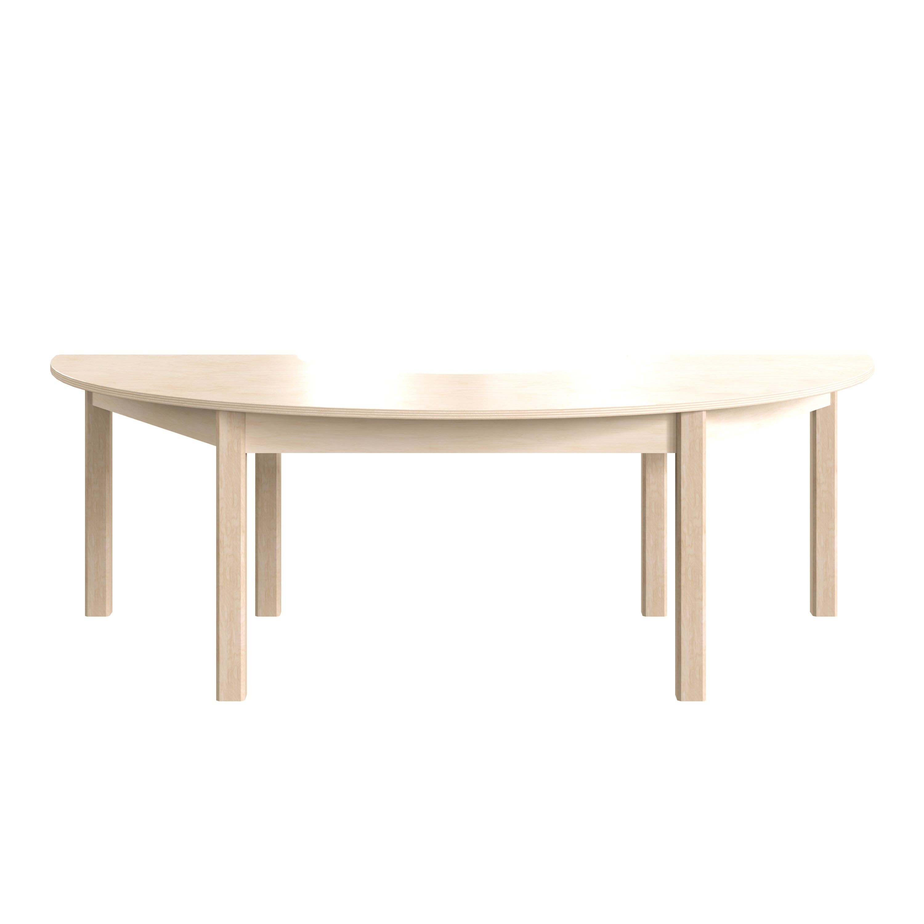 Bright Beginnings Commercial Grade Wooden Half Circle Preschool Classroom Activity Table, (29.5"W x 59"D x 18"H), Beech