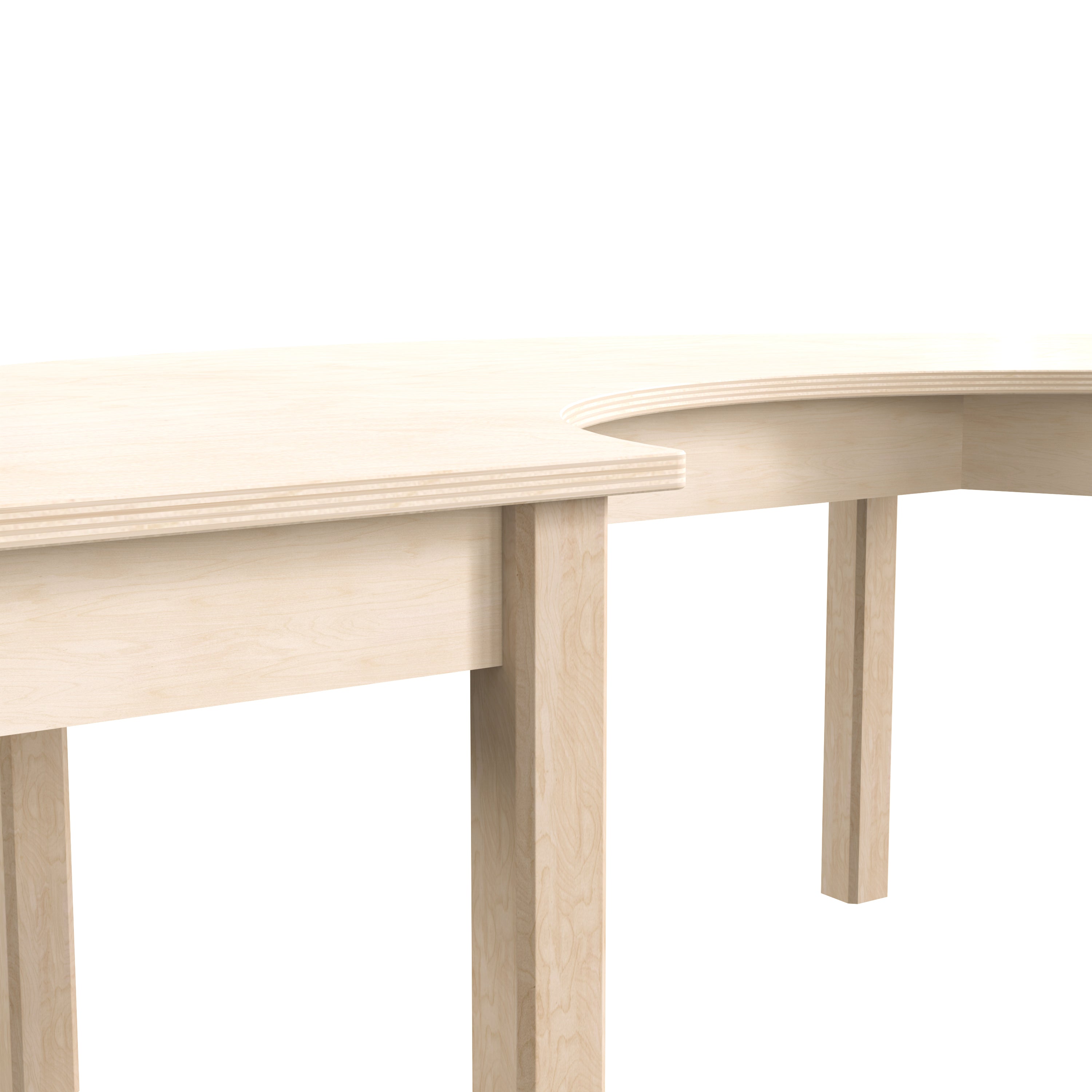 Bright Beginnings Commercial Grade Wooden Half Circle Preschool Classroom Activity Table, (29.5"W x 59"D x 18"H), Beech