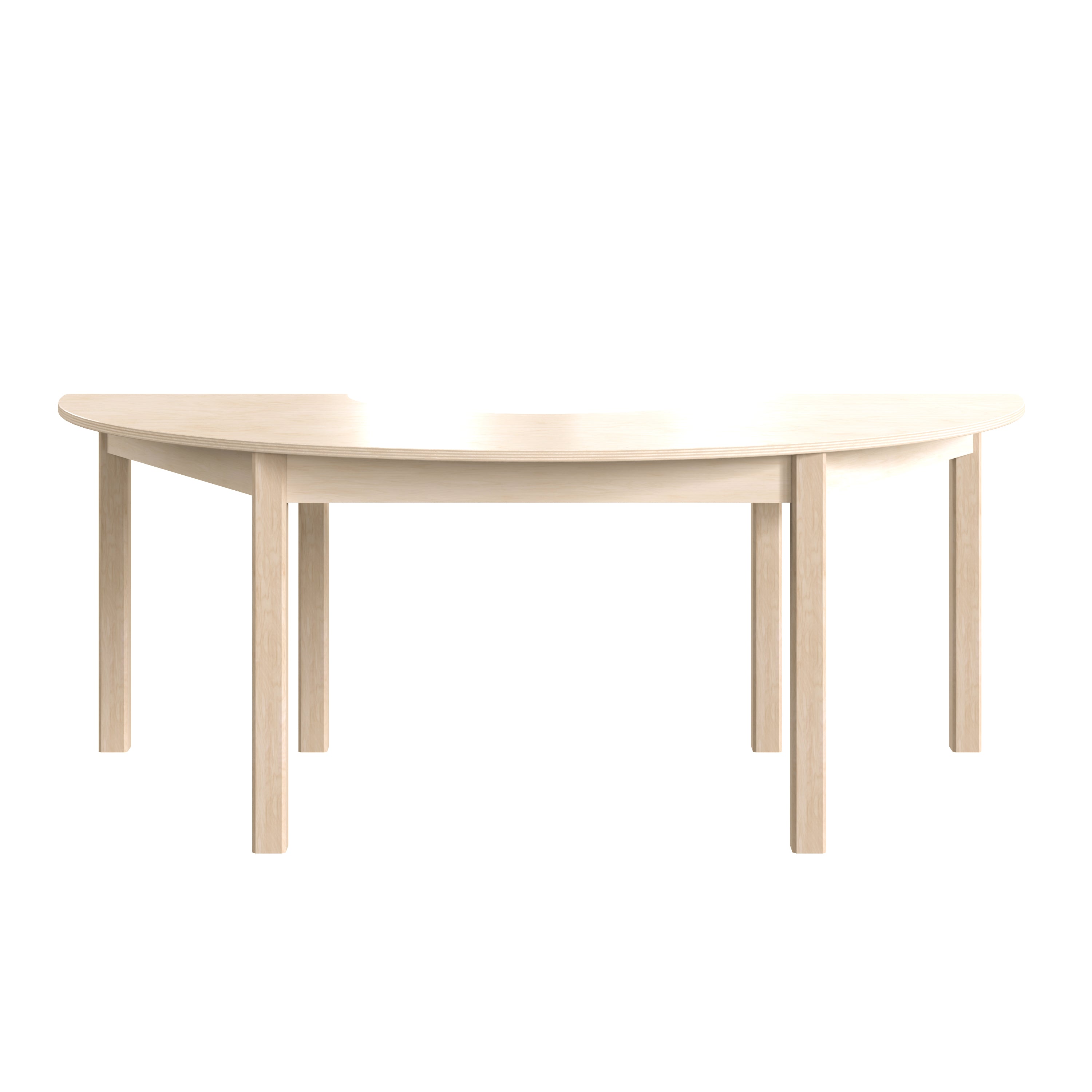 Bright Beginnings Commercial Grade Wooden Half Circle Preschool Classroom Activity Table, (29.5"W x 59"D x 21"H), Beech