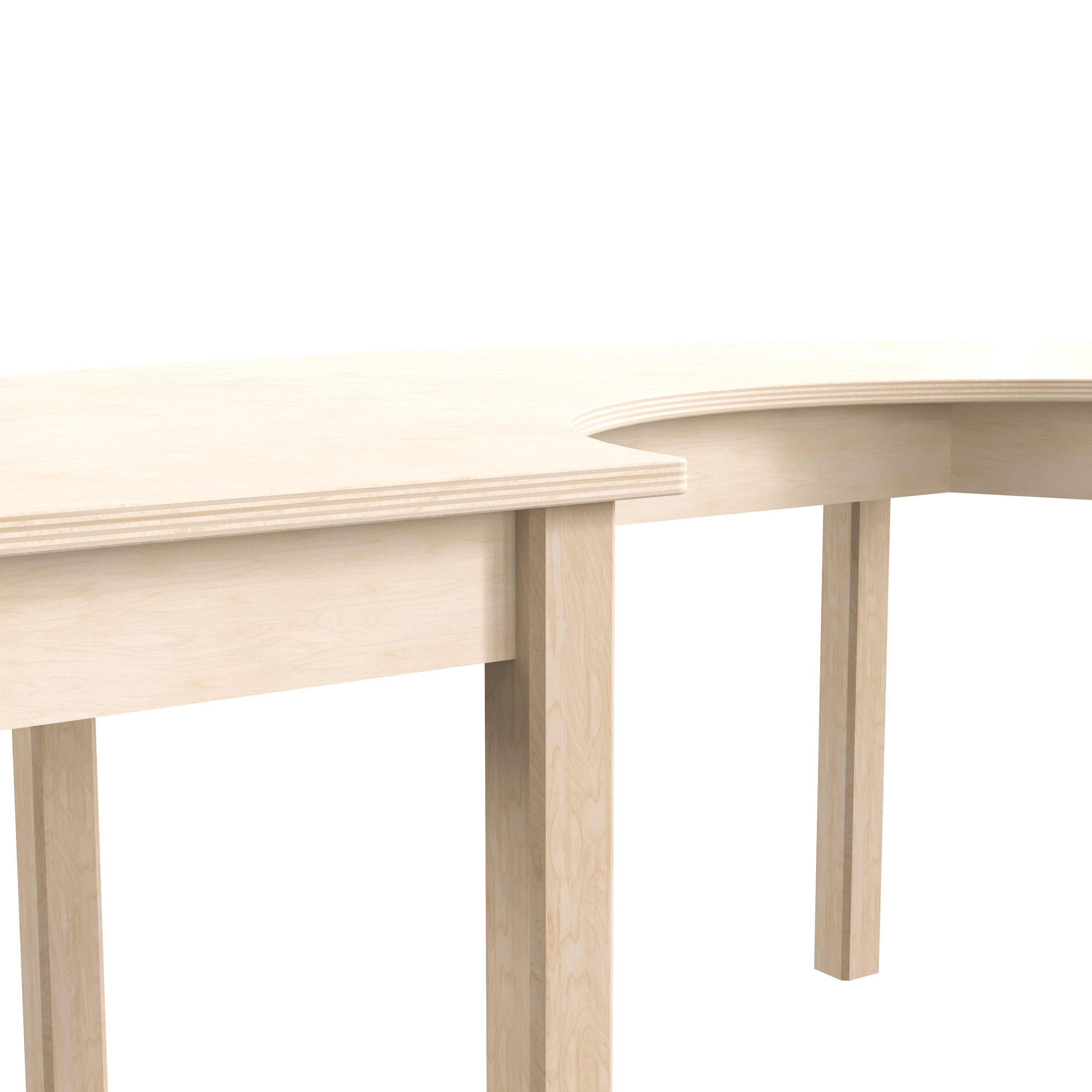 Bright Beginnings Commercial Grade Wooden Half Circle Preschool Classroom Activity Table, (29.5"W x 59"D x 21"H), Beech