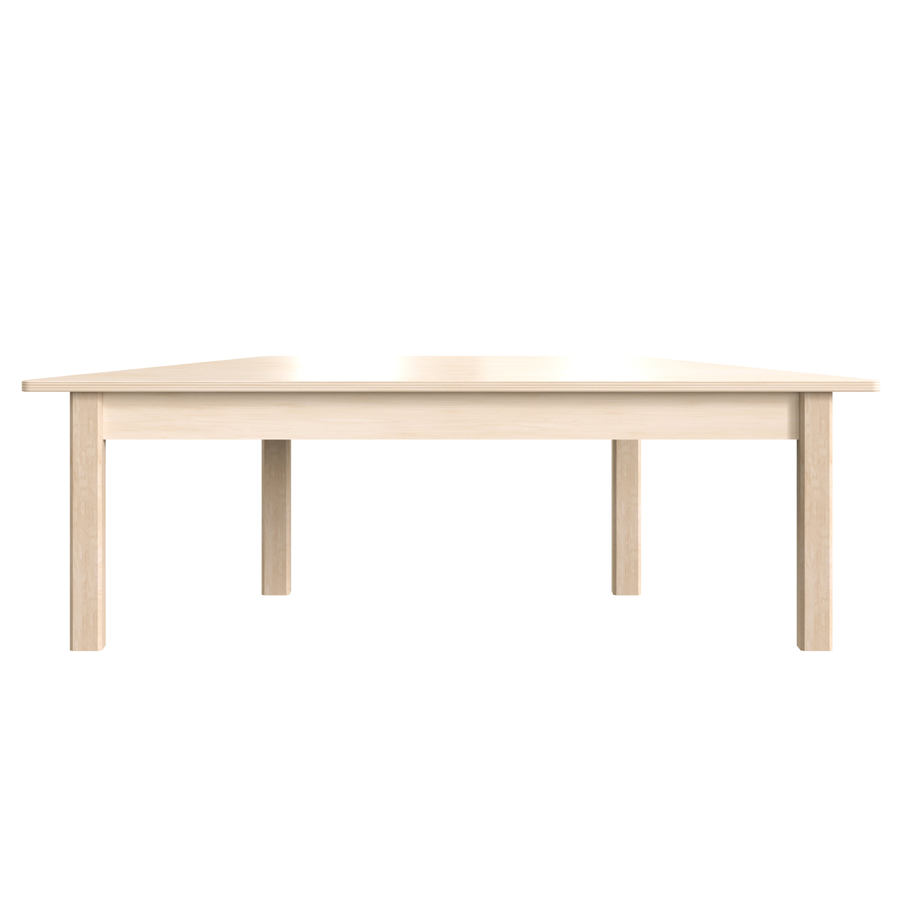 Bright Beginnings Commercial Grade Wooden Trapezoid Preschool Classroom Activity Table, (20.75"W x 47.25"D x 14.5"H), Beech