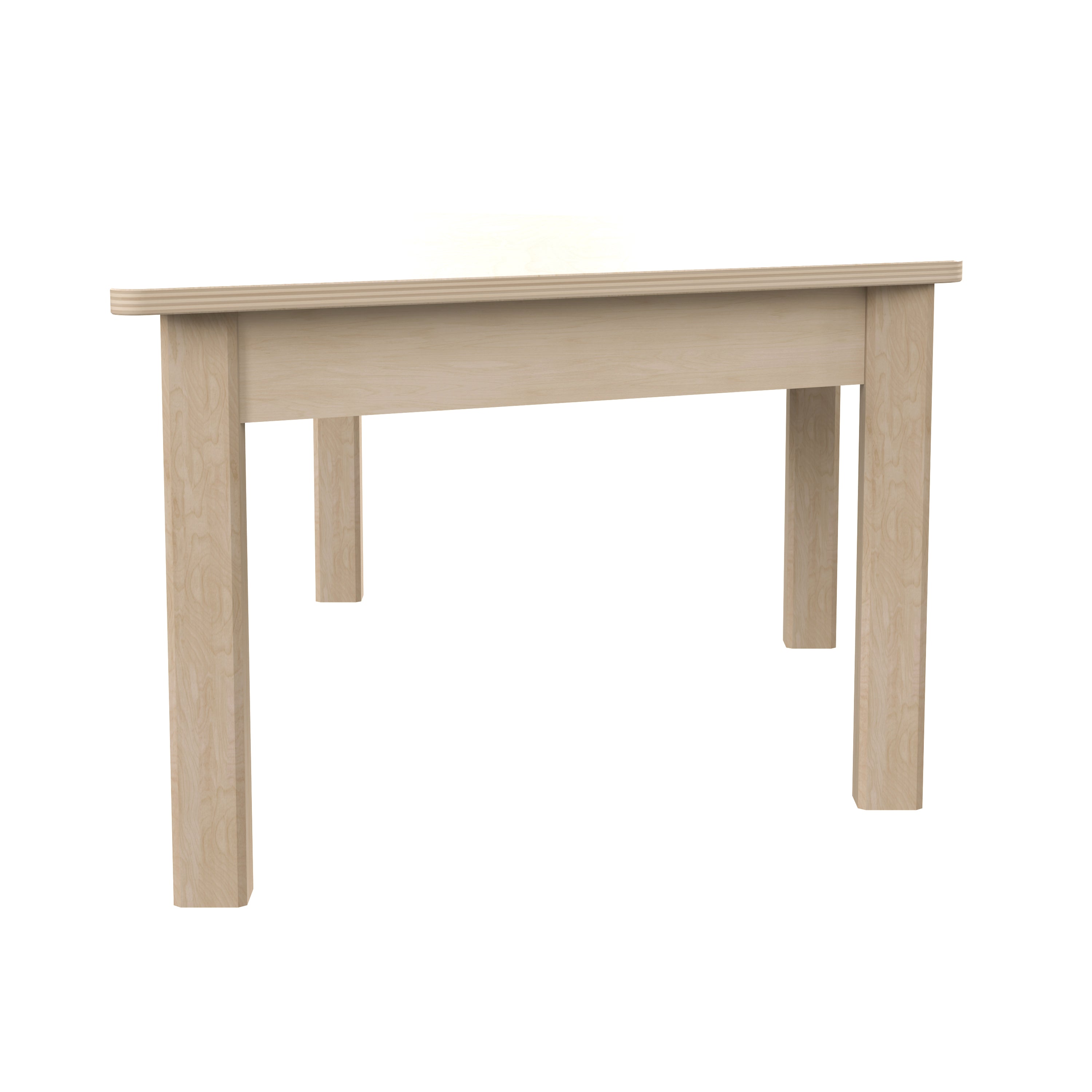 Bright Beginnings Commercial Grade Wooden Trapezoid Preschool Classroom Activity Table, (20.75"W x 47.25"D x 14.5"H), Beech
