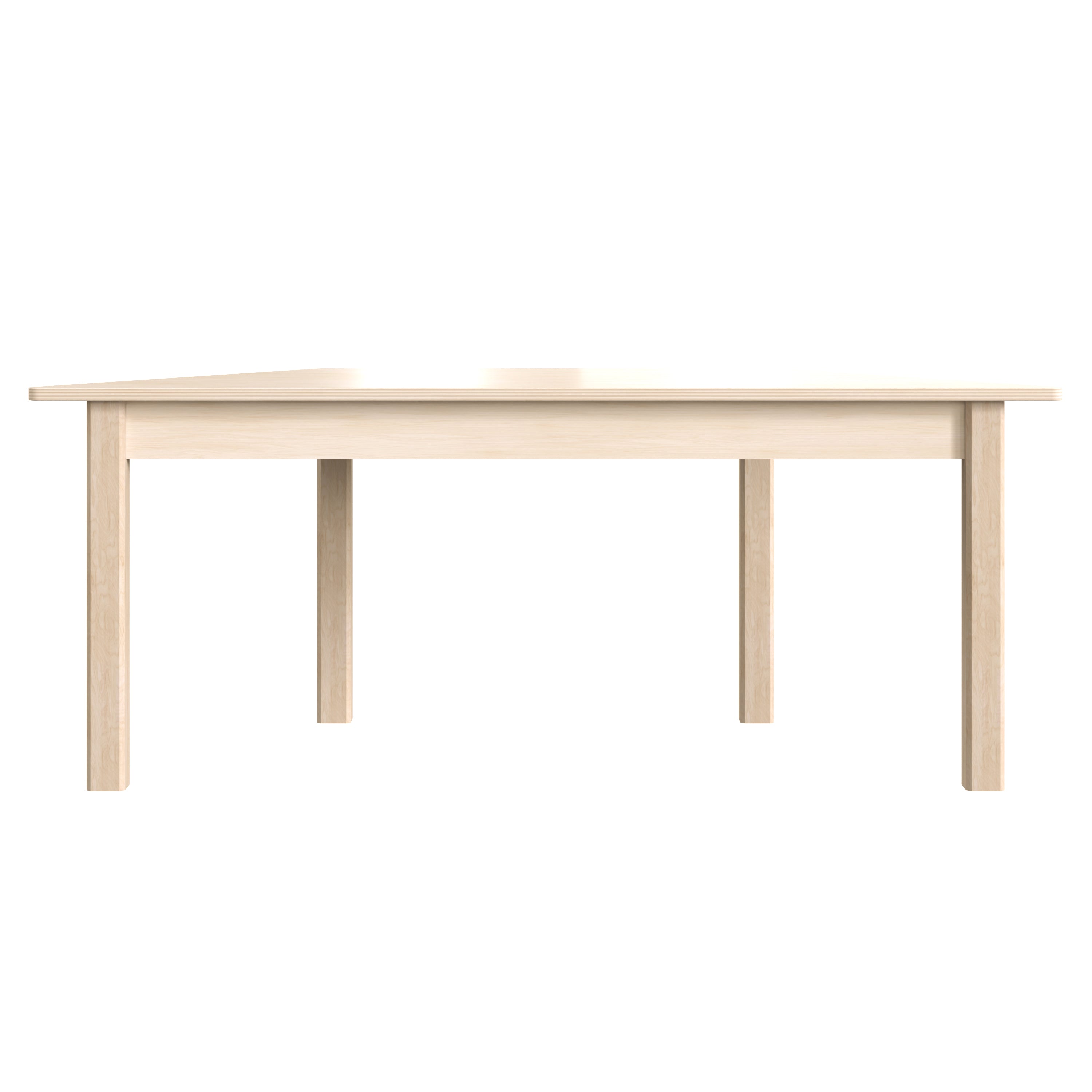 Bright Beginnings Commercial Grade Wooden Trapezoid Preschool Classroom Activity Table, (20.75"W x 47.25"D x 18"H), Beech
