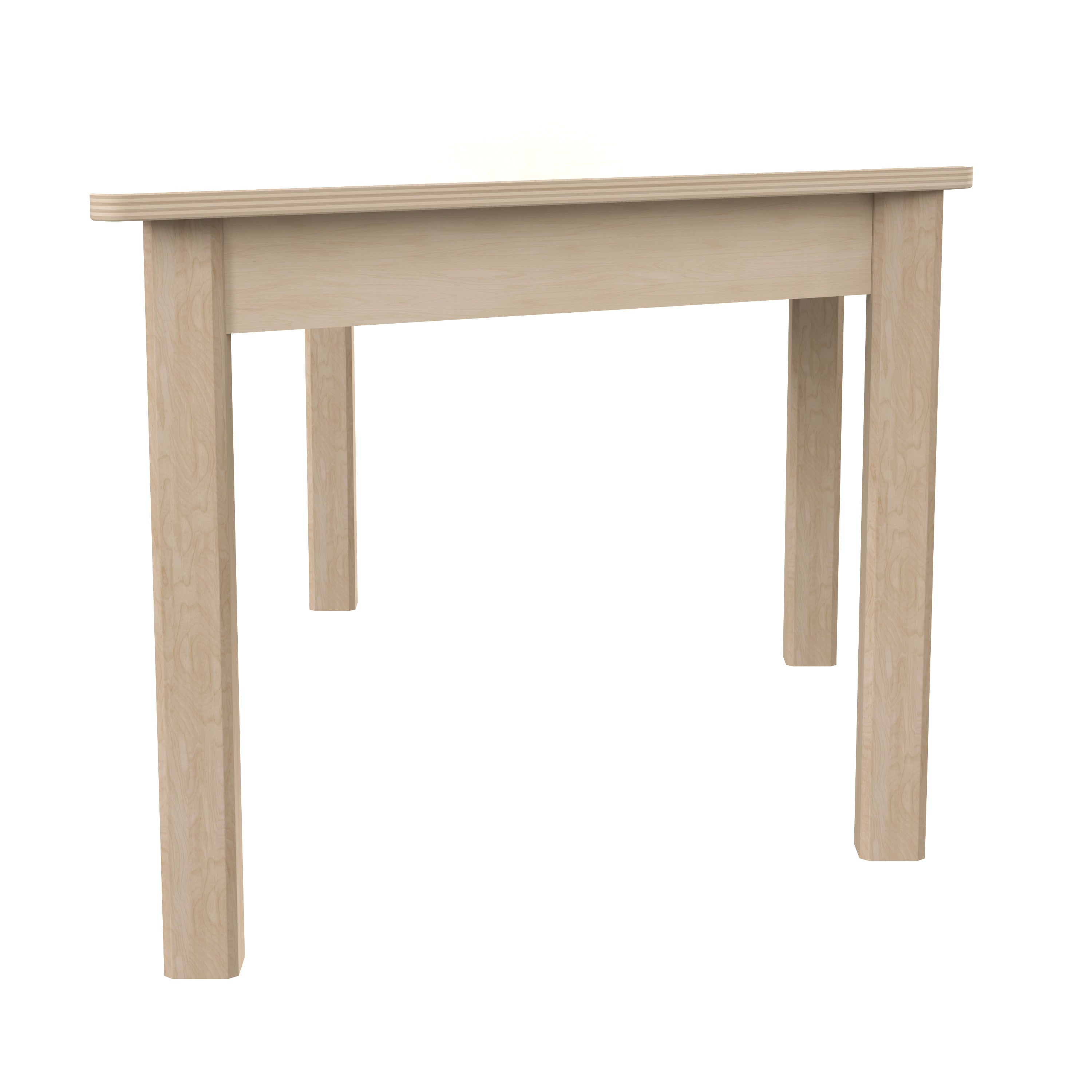 Bright Beginnings Commercial Grade Wooden Trapezoid Preschool Classroom Activity Table, (20.75"W x 47.25"D x 18"H), Beech