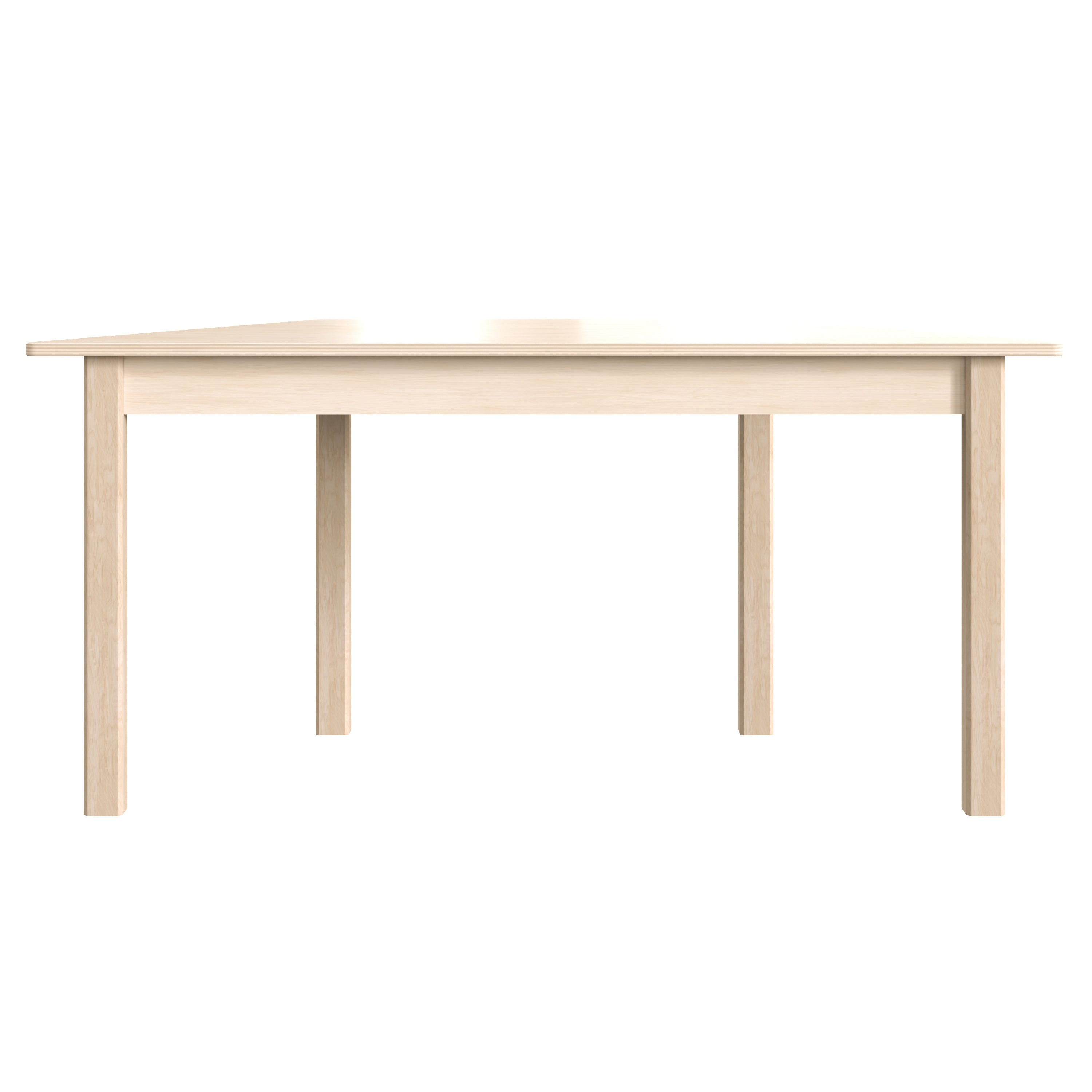 Bright Beginnings Commercial Grade Wooden Trapezoid Preschool Classroom Activity Table, (20.75"W x 47.25"D x 21"H), Beech