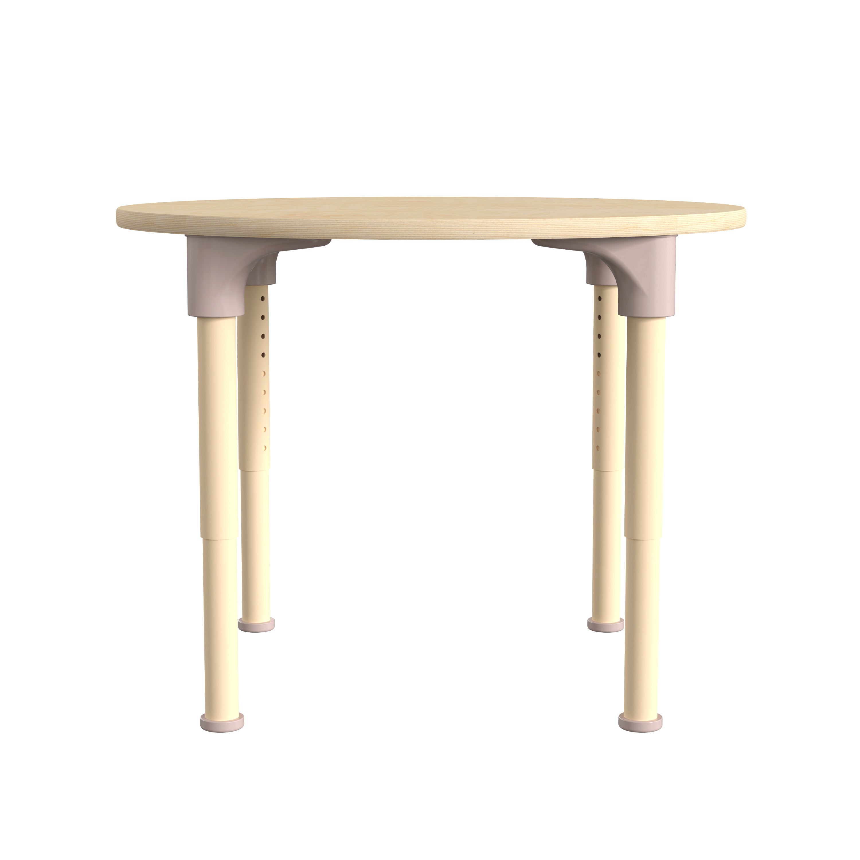 Bright Beginnings 33" Round Commercial Grade Wooden Adjustable Height Classroom Activity Table - Metal Legs Adjust From 15"H - 23"H, Beech