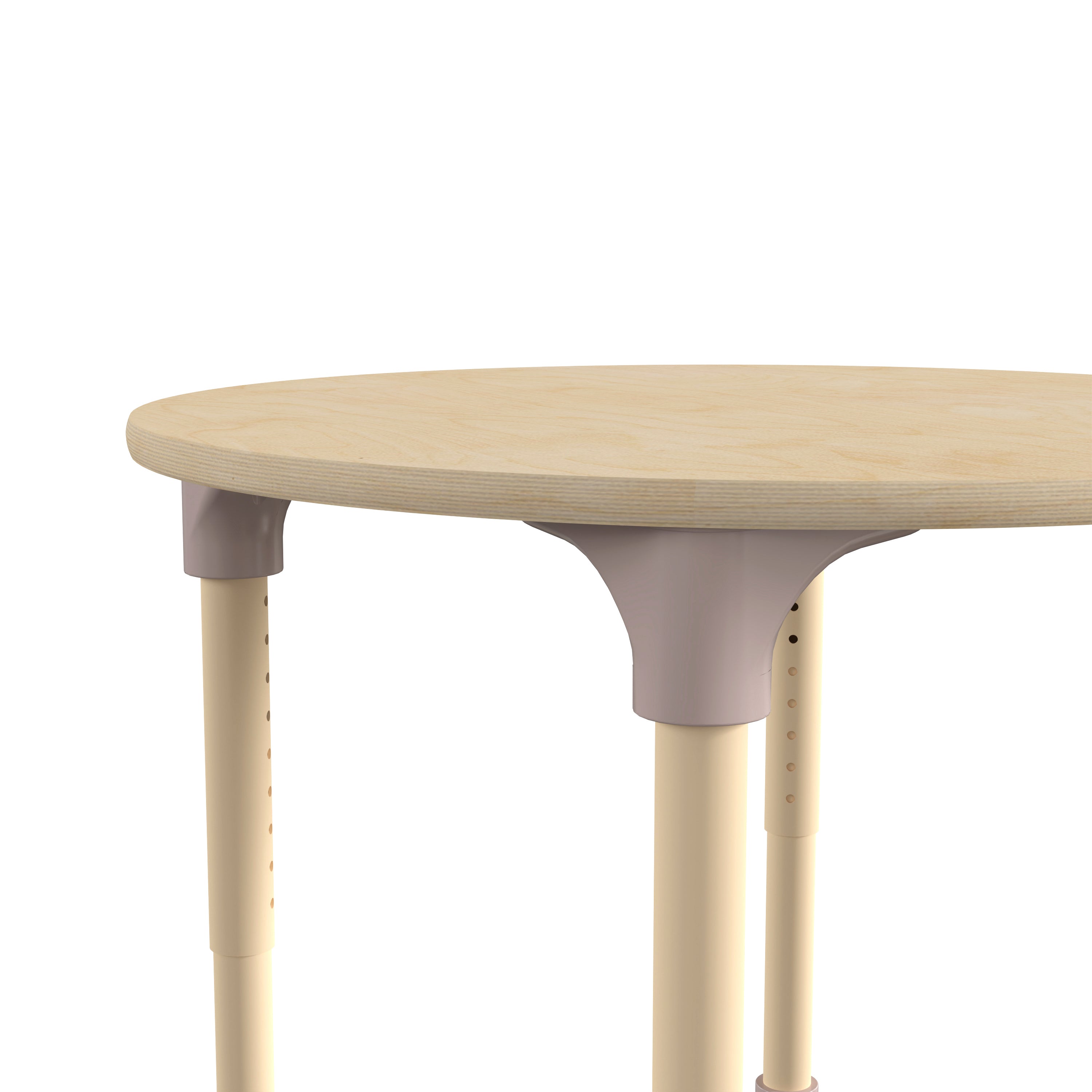 Bright Beginnings 33" Round Commercial Grade Wooden Adjustable Height Classroom Activity Table - Metal Legs Adjust From 15"H - 23"H, Beech