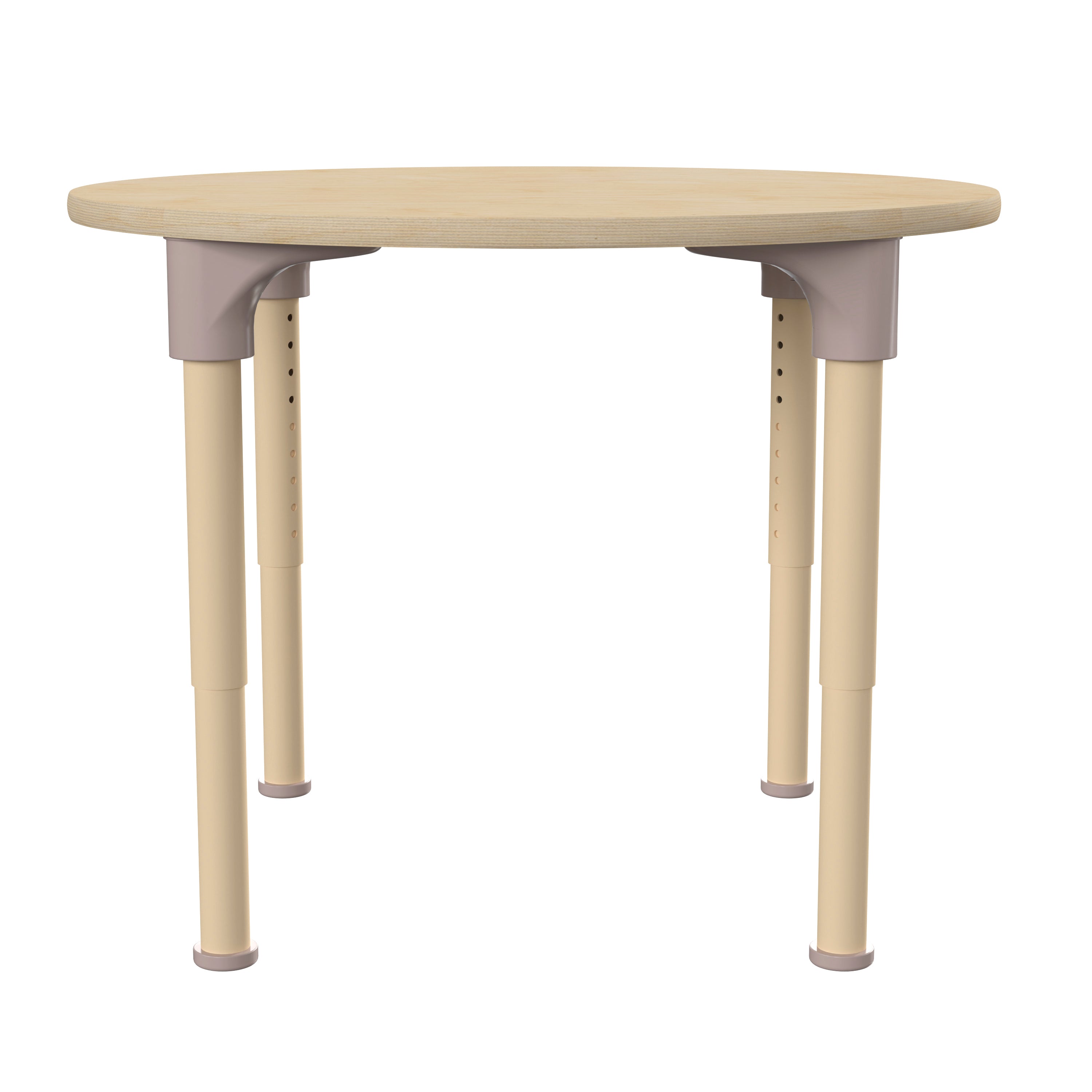 Bright Beginnings 33" Round Commercial Grade Wooden Adjustable Height Classroom Activity Table - Metal Legs Adjust From 15"H - 23"H, Beech
