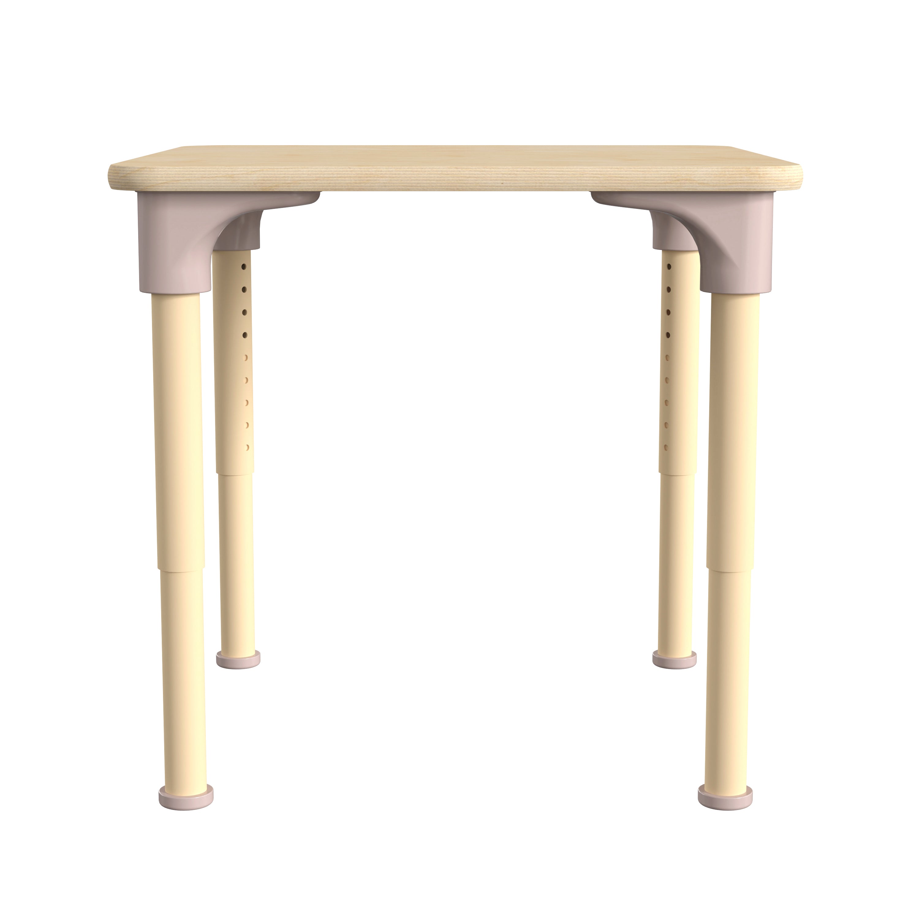 Bright Beginnings 24" Square Commercial Grade Wooden Adjustable Height Classroom Activity Table - Metal Legs Adjust From 15"H - 23"H, Beech