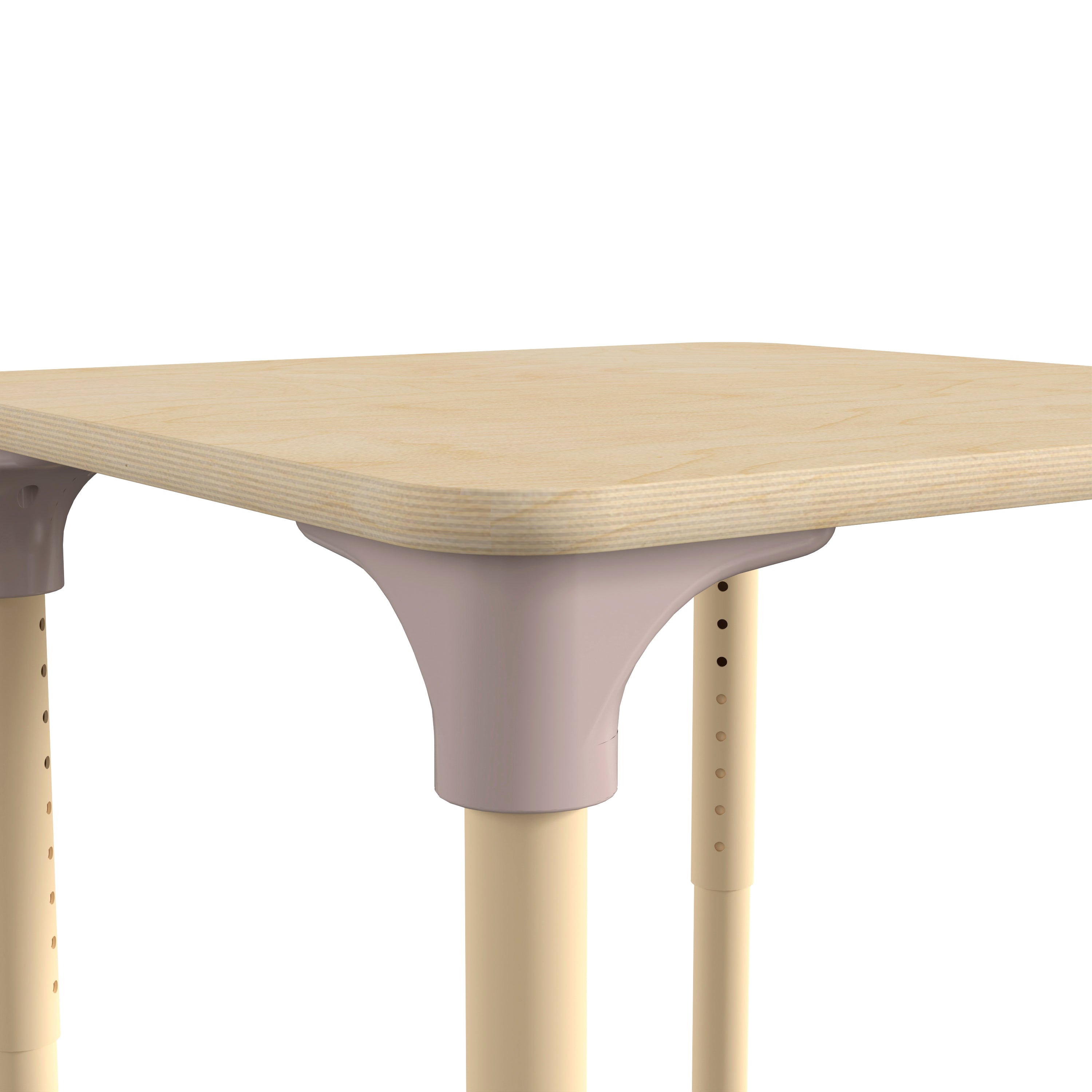 Bright Beginnings 24" Square Commercial Grade Wooden Adjustable Height Classroom Activity Table - Metal Legs Adjust From 15"H - 23"H, Beech