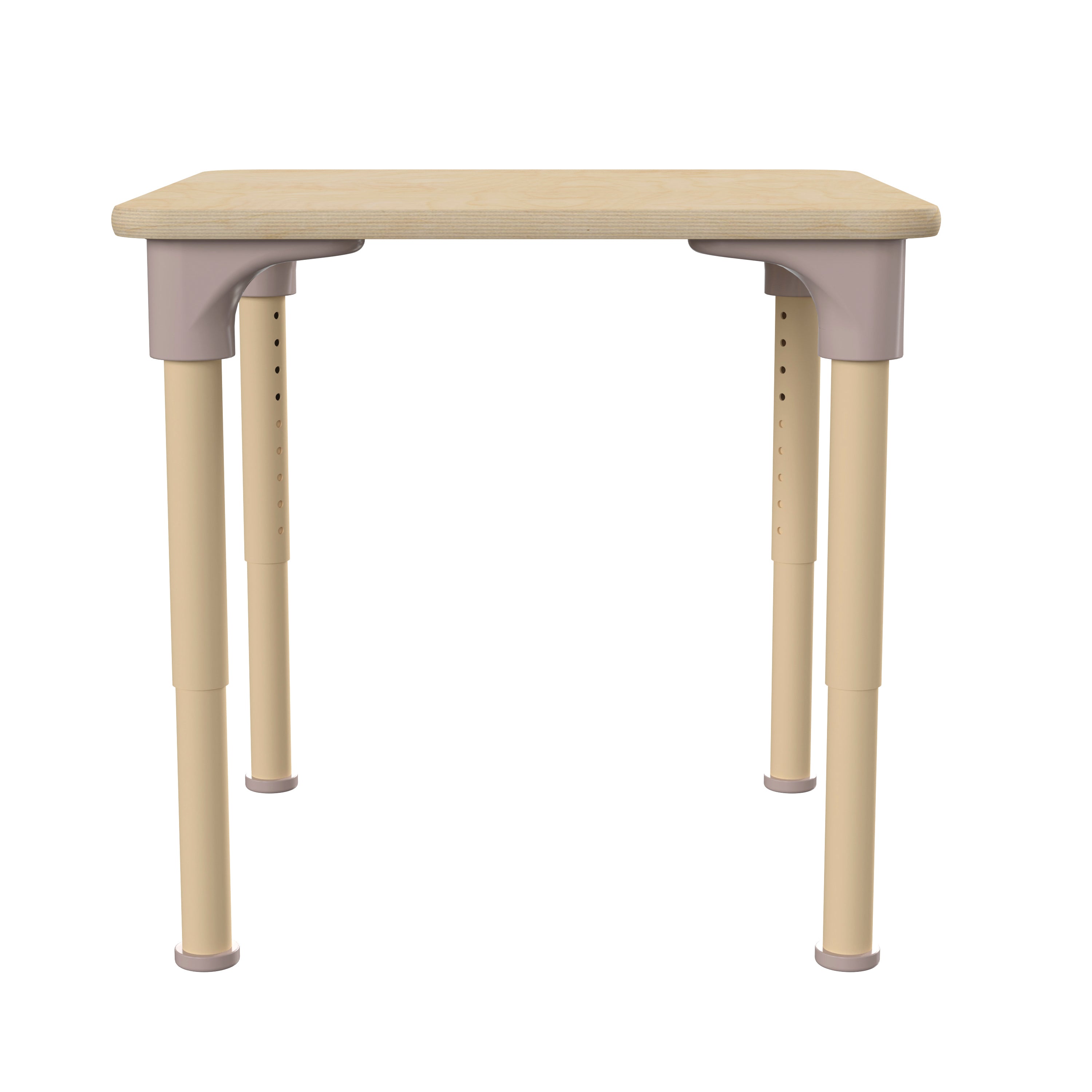 Bright Beginnings 24" Square Commercial Grade Wooden Adjustable Height Classroom Activity Table - Metal Legs Adjust From 15"H - 23"H, Beech